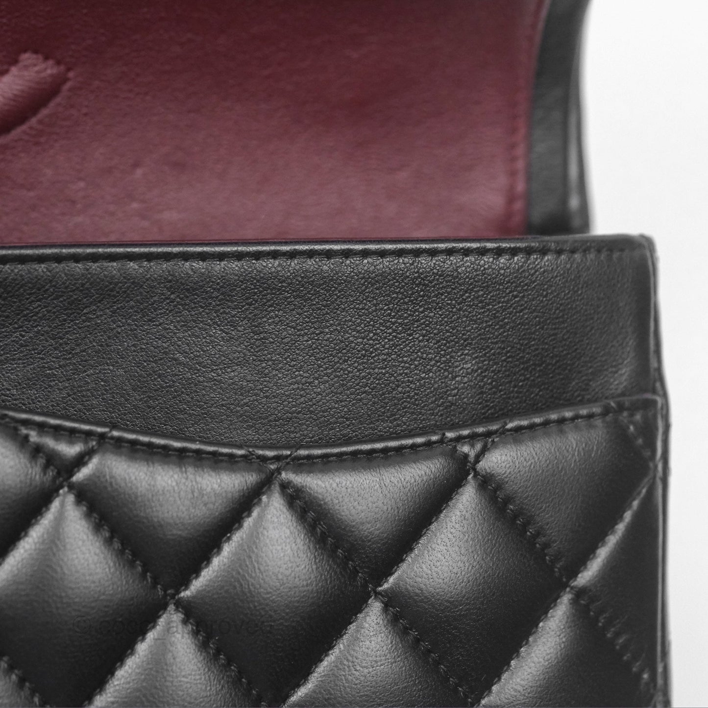 Chanel Classic M/L Medium Flap Quilted Black Lambskin Silver Hardware