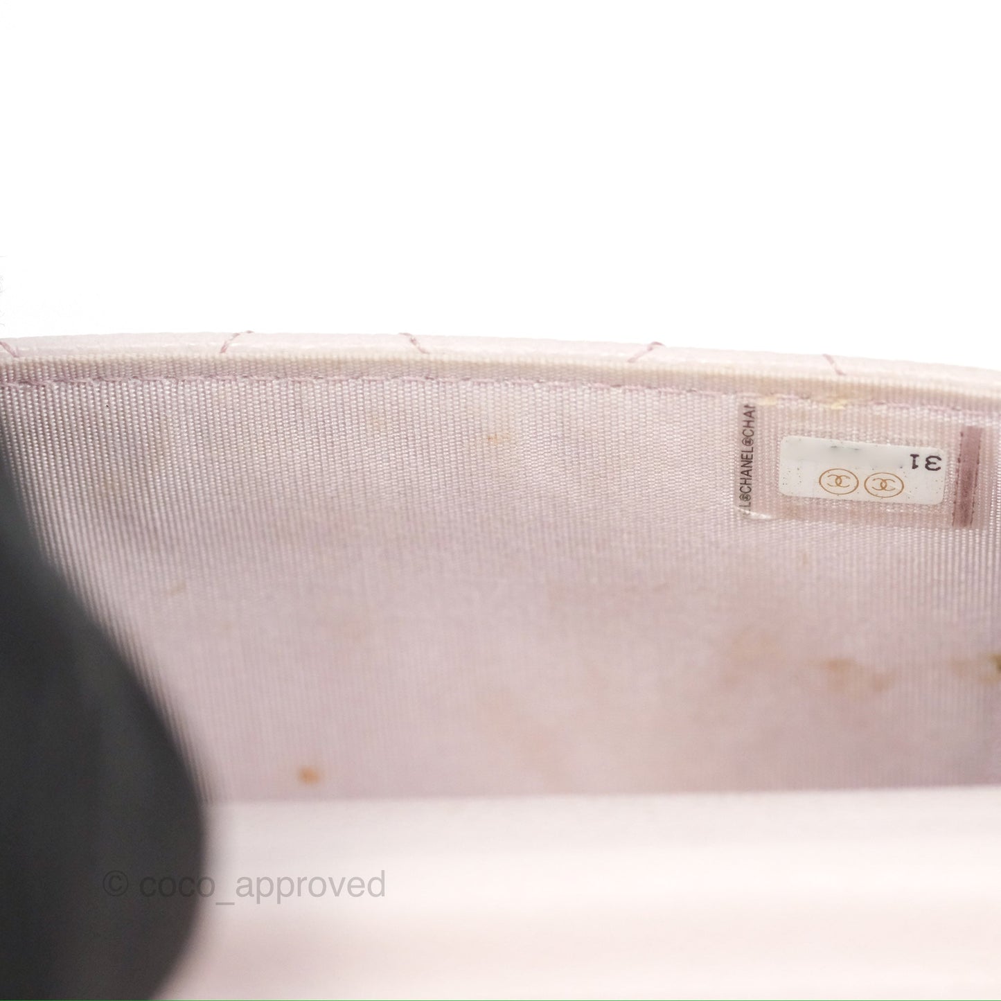 Chanel Miss Coco Clutch With Chain Quilted Lilac Pink Caviar Gold Hardware