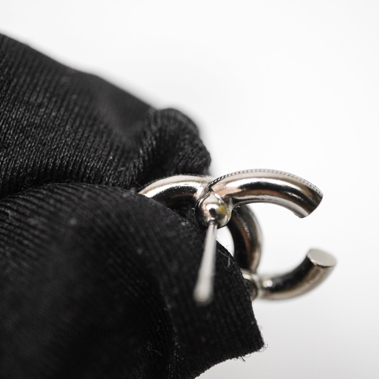 Chanel CC Crystals Earrings Ruthenium Tone 21A