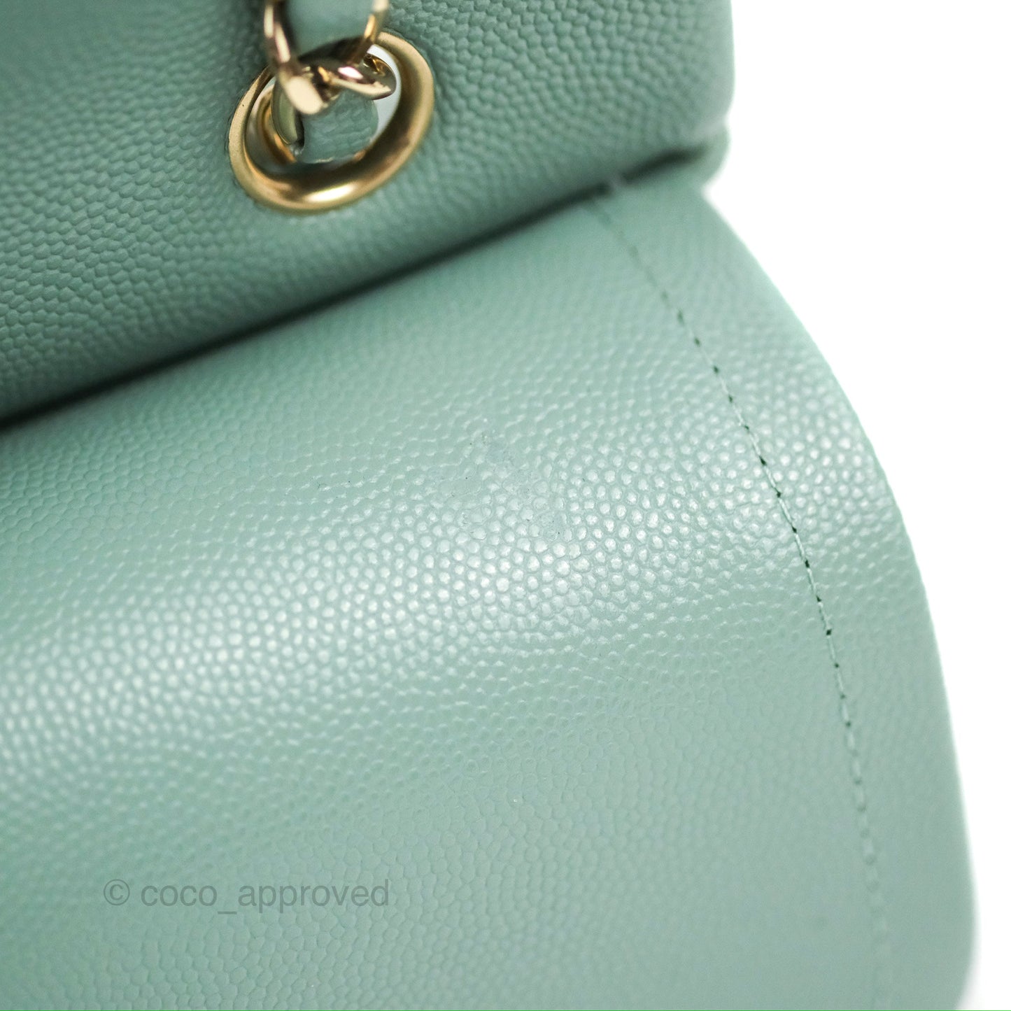 Chanel Classic M/L Medium Flap Quilted Tiffany Green Caviar Gold Hardware