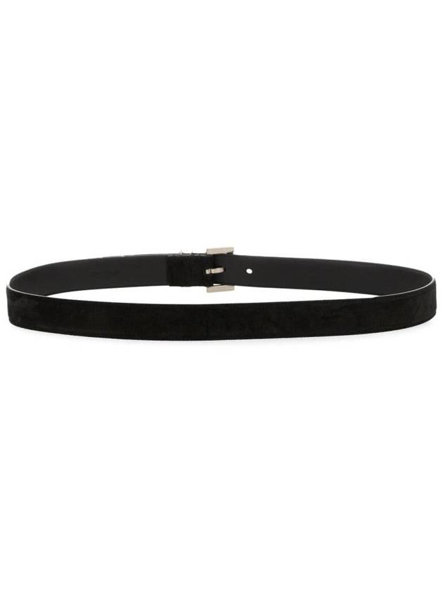 Luxury Saint Laurent Logo Suede Leather Belt Black
