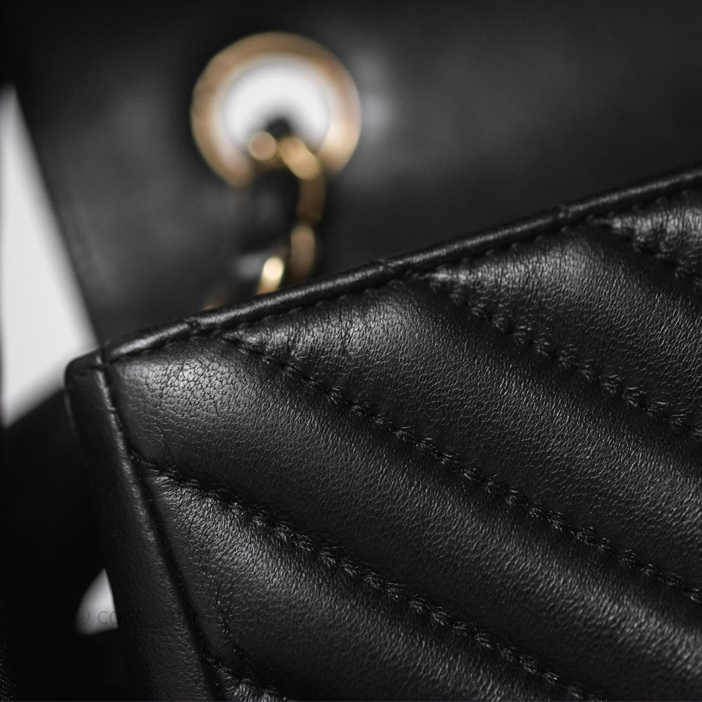 Chanel Mini Rectangular Chevron Black Lambskin Gold Hardware