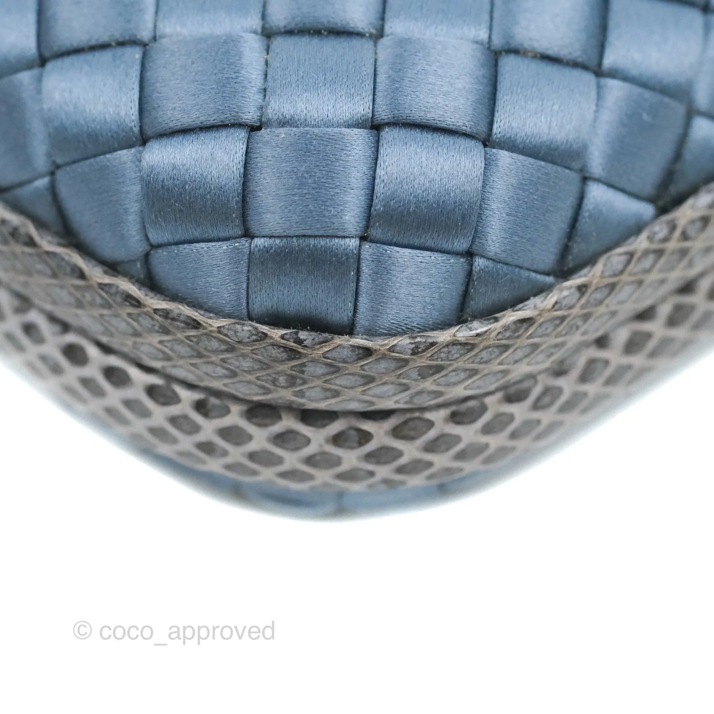 Bottega Veneta Ayers Satin Intreccio Stretch Knot Clutch Navy