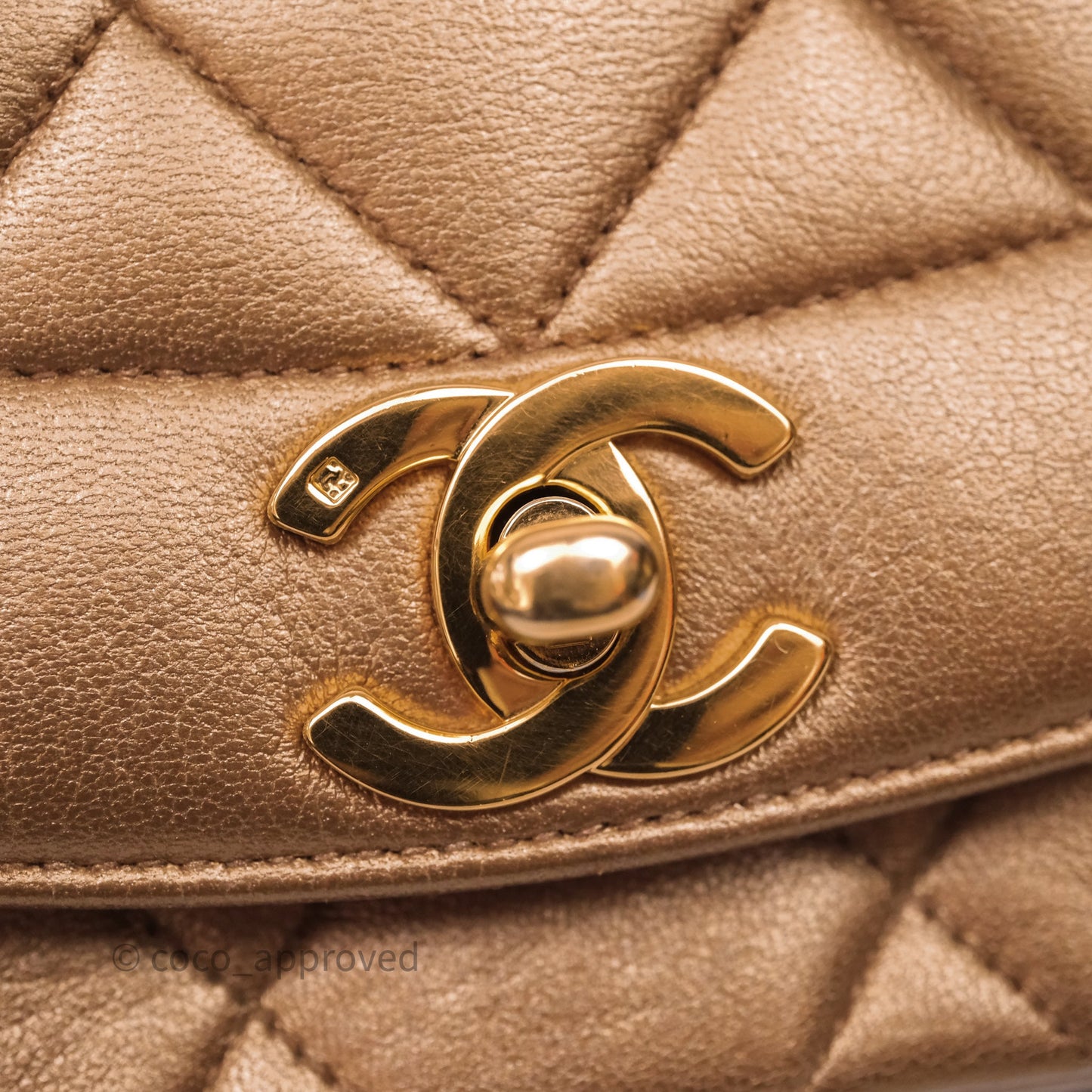 Chanel Vintage Small Quilted Classic Diana Flap Bag Gold Lambskin 24K Gold Hardware