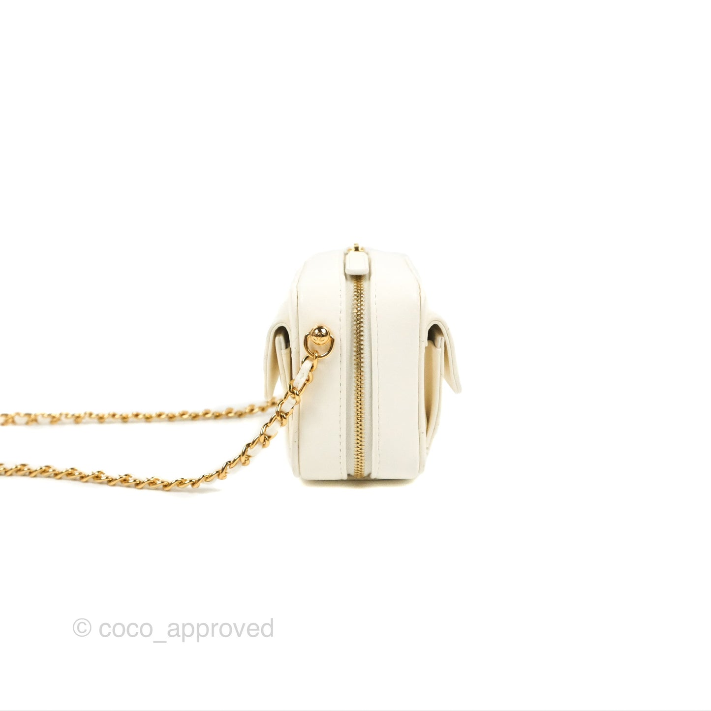Chanel Mini Vanity Case with Chain White Lambskin Gold Hardware