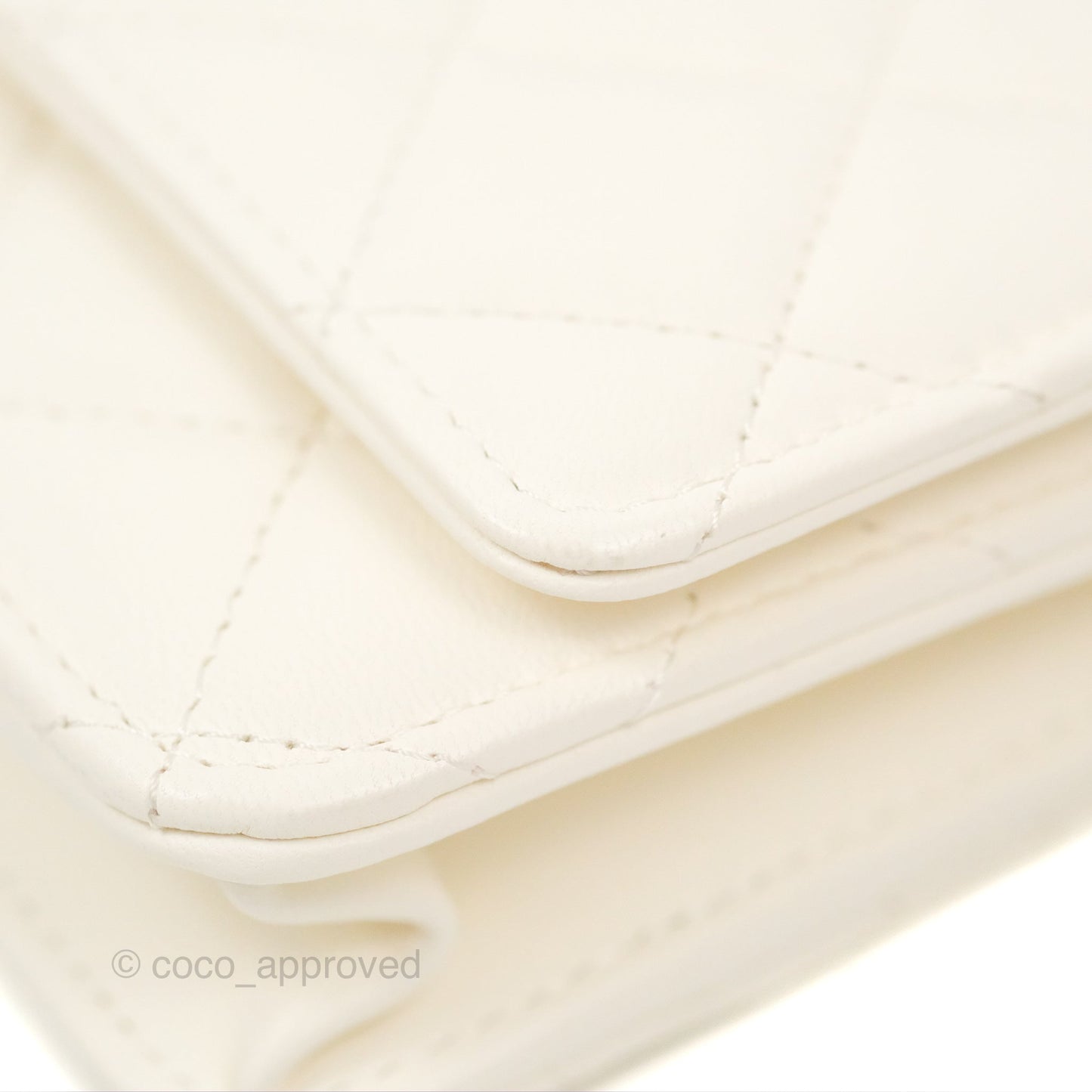 Chanel Quilted Pearl Crush Wallet on Chain WOC White Lambskin Aged Gold Hardware