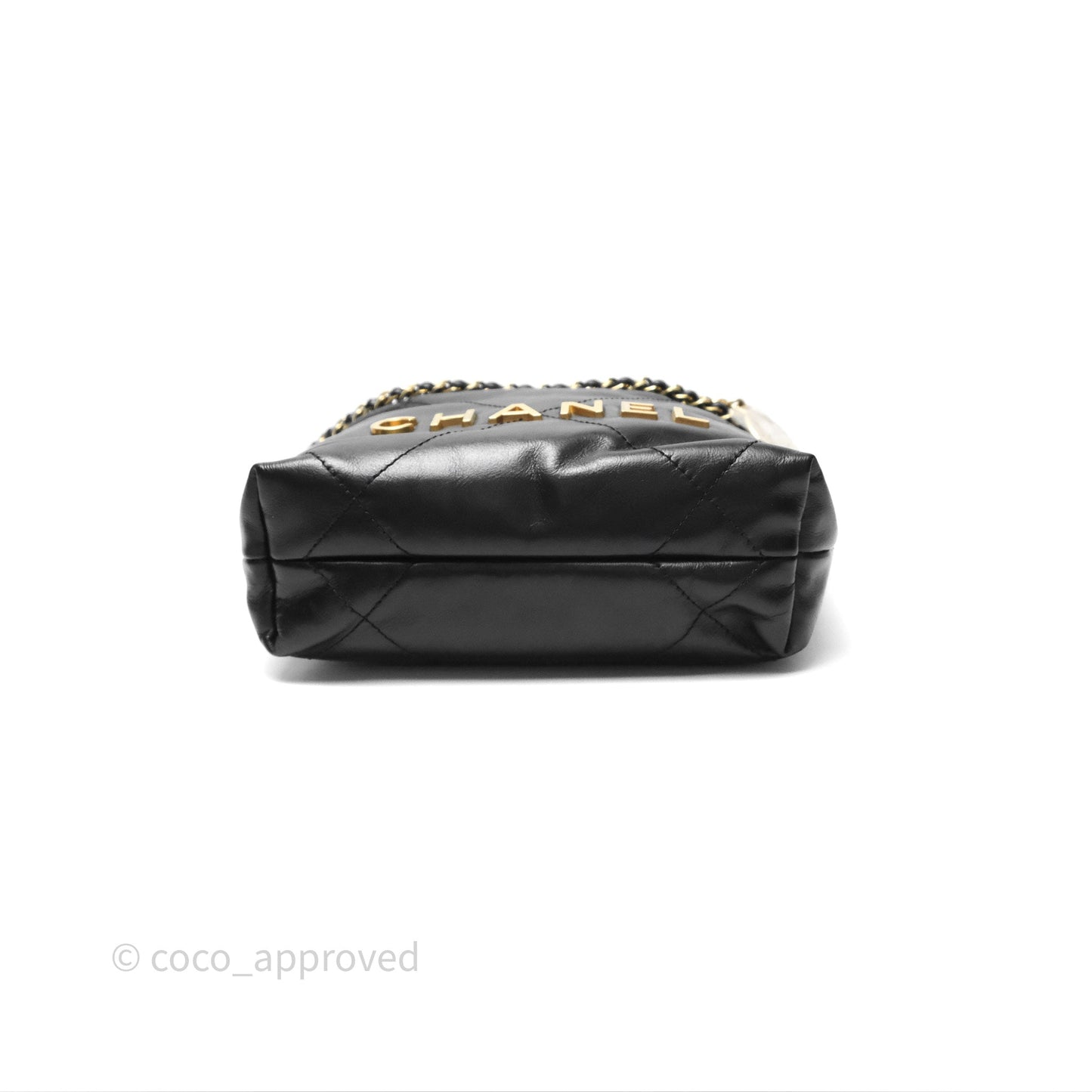 Chanel 22 Mini Bag Black Crumpled Calfskin Aged Gold Hardware