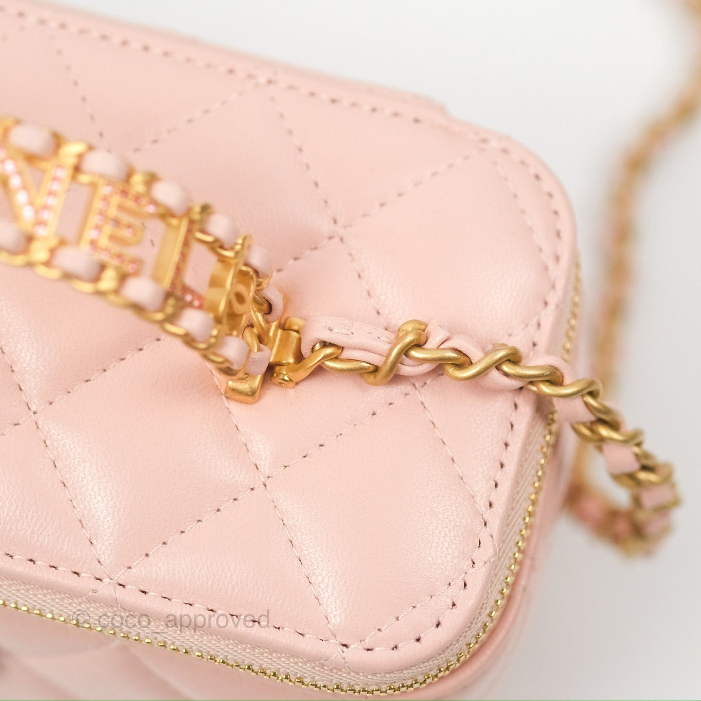 Chanel Vanity Rectangular Top Handle Pink Lambskin Gold Hardware