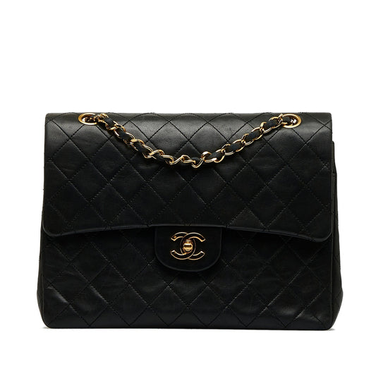 Luxury Chanel Classic Double Flap Medium Tall Black Lambskin Gold