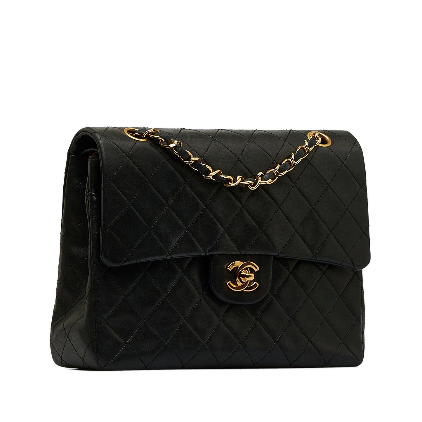 Luxury Chanel Classic Double Flap Medium Tall Black Lambskin Gold