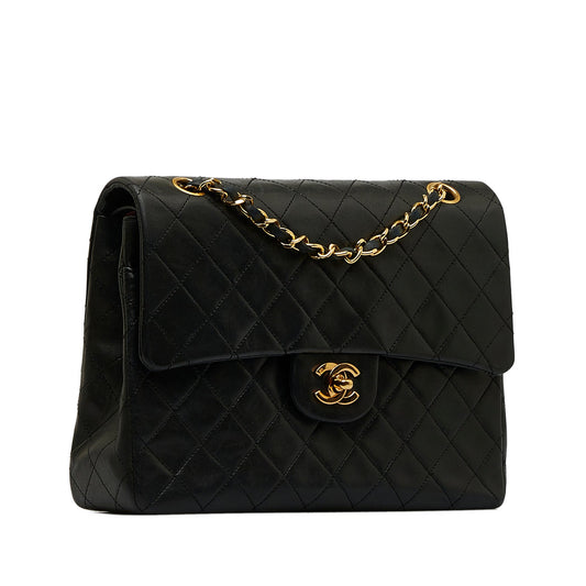 Luxury Chanel Classic Double Flap Medium Tall Black Lambskin Gold