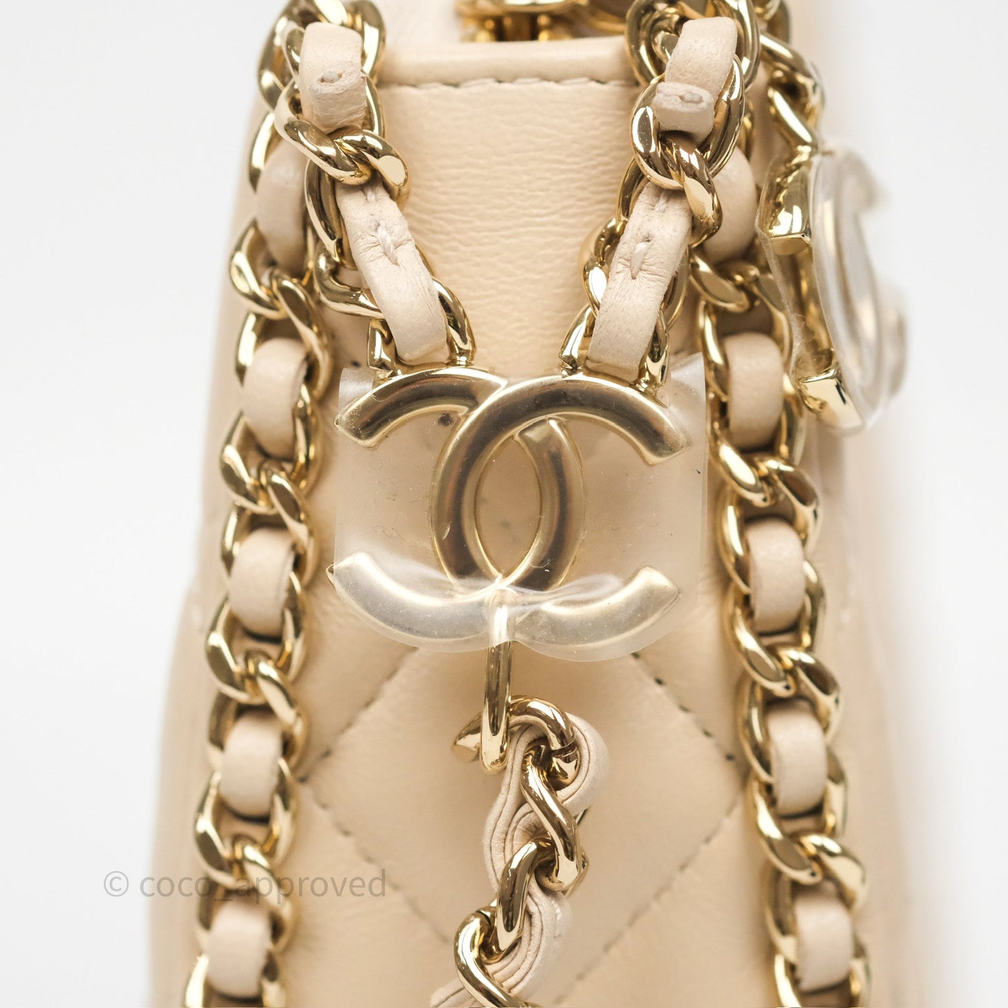 Chanel Small Hobo Bag Light Beige Lambskin Gold Hardware 23P