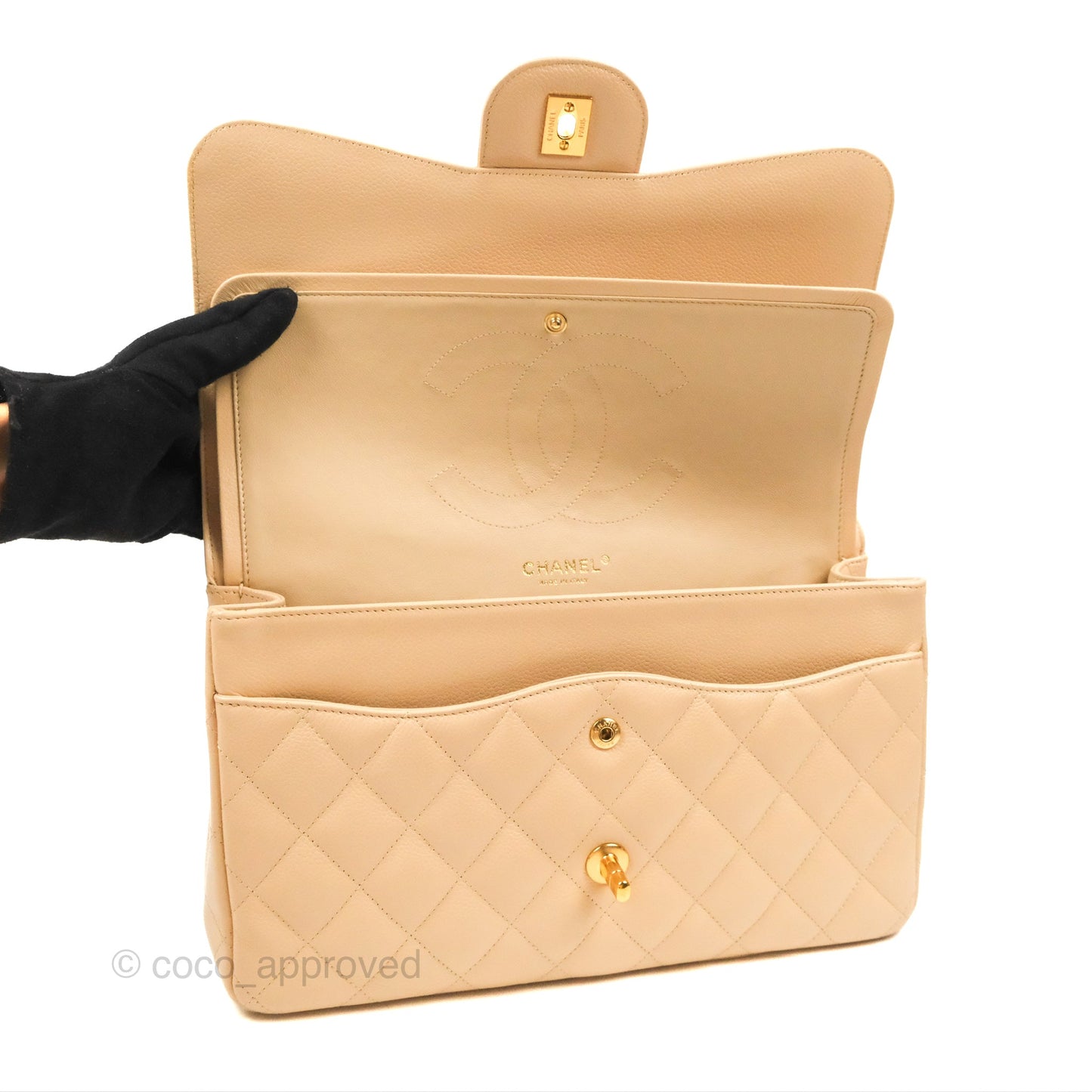 Chanel Jumbo Double Flap Beige Caviar Gold Hardware⁣⁣