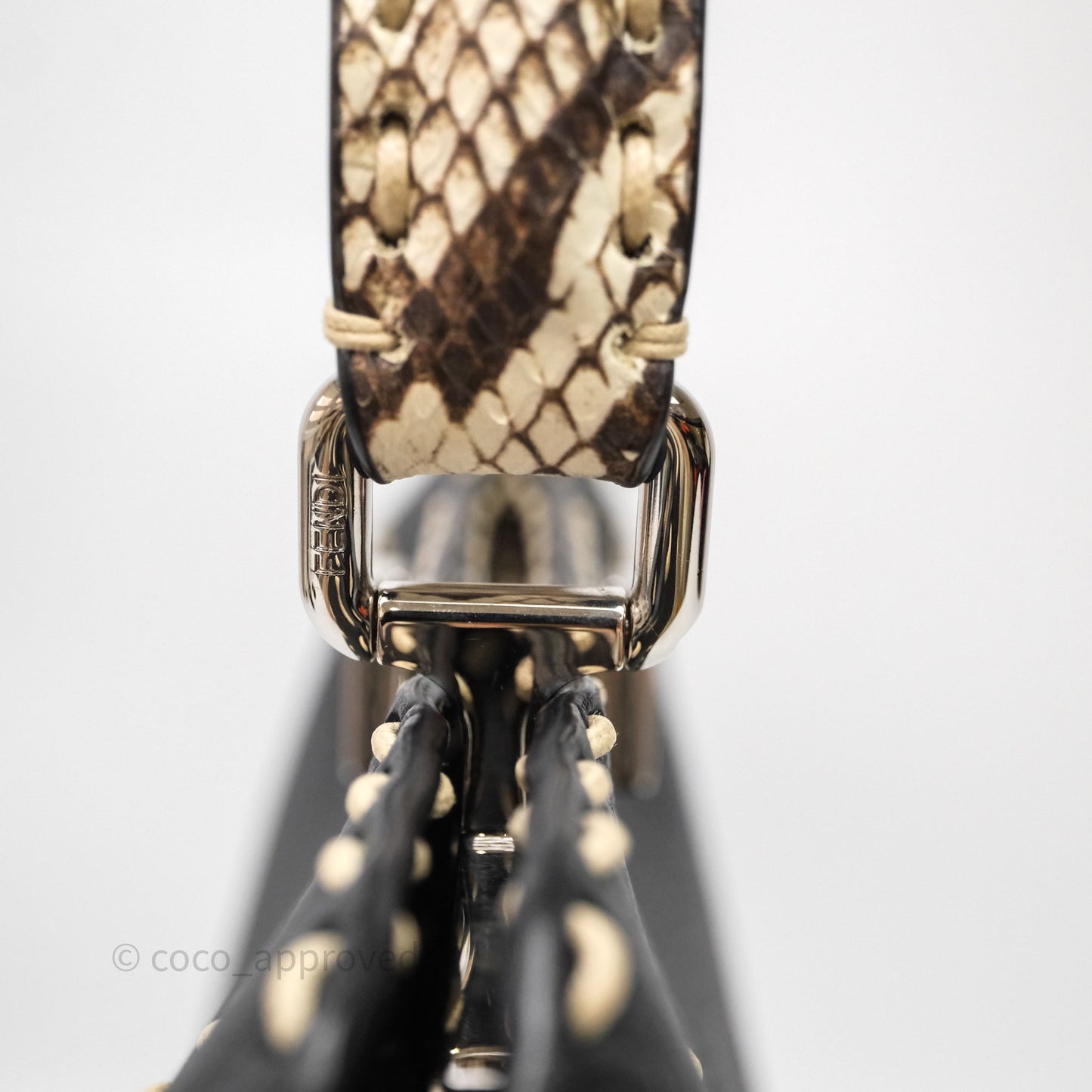 Fendi Peekaboo ISeeU Python Handle Handbag Black Calfskin Silver Hardware