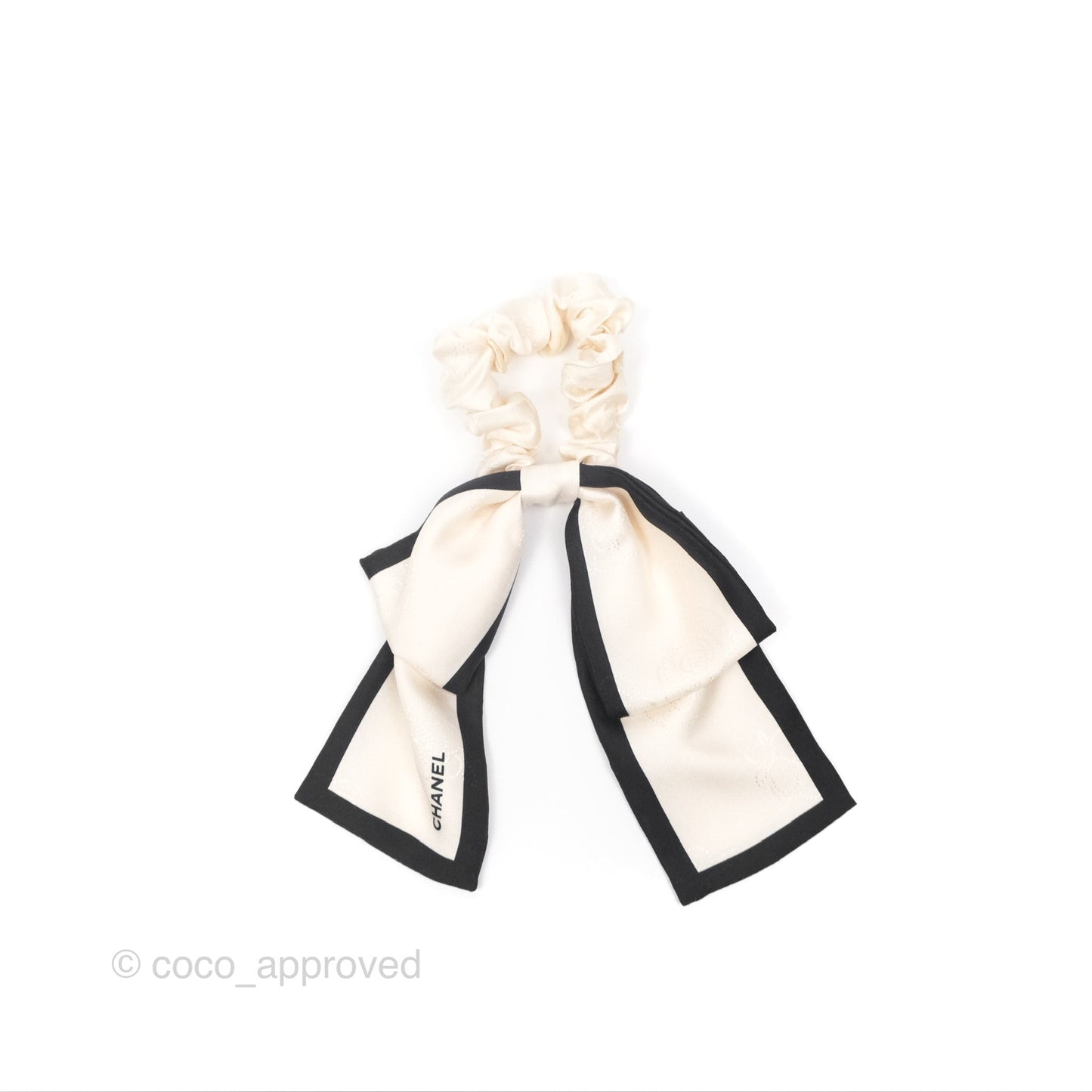 Chanel Bow Silk Hair Accessory Ivory & Black