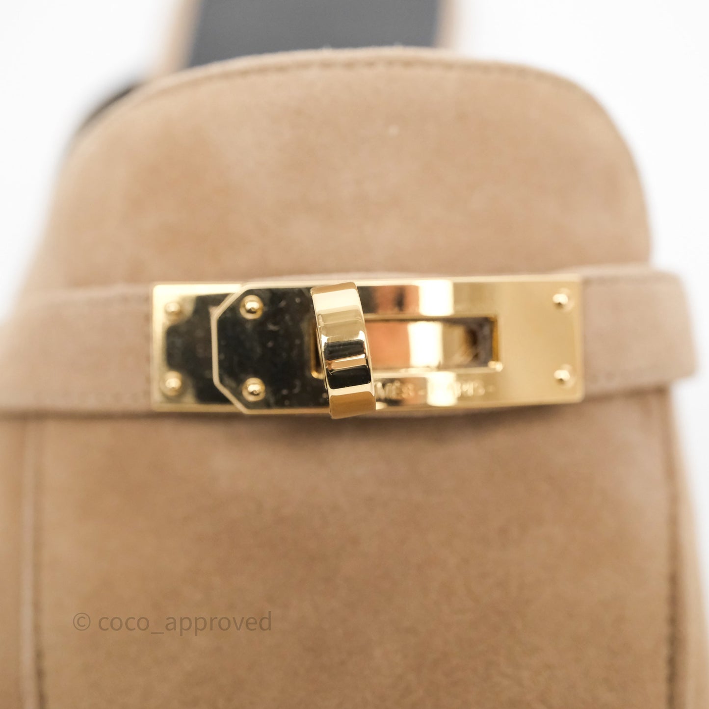 Hermès Oz Velvet Mules in Beige Sable Gold Hardware Size 37.5