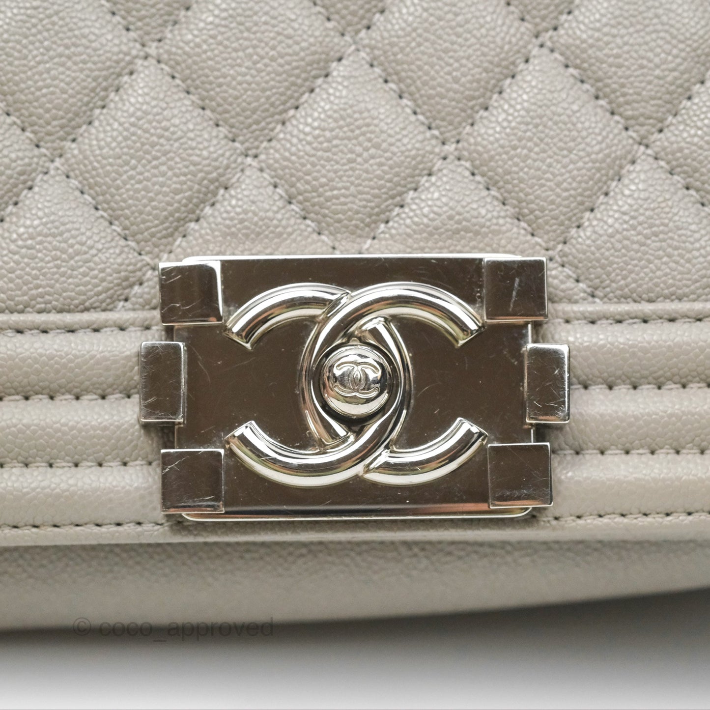 Chanel Small Boy Grey Caviar Silver Hardware