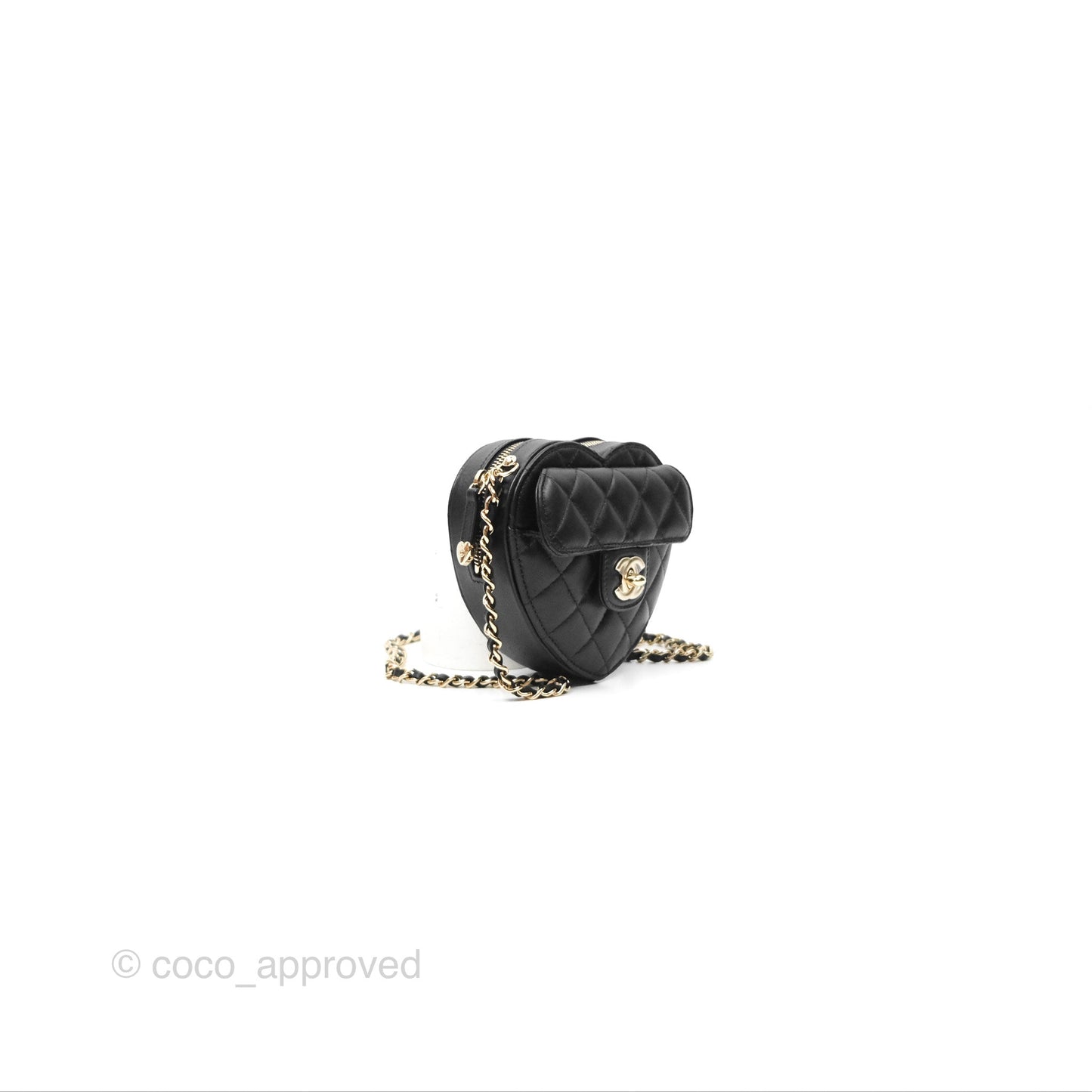 Chanel Small Heart Bag Black Lambskin Gold Hardware 22S