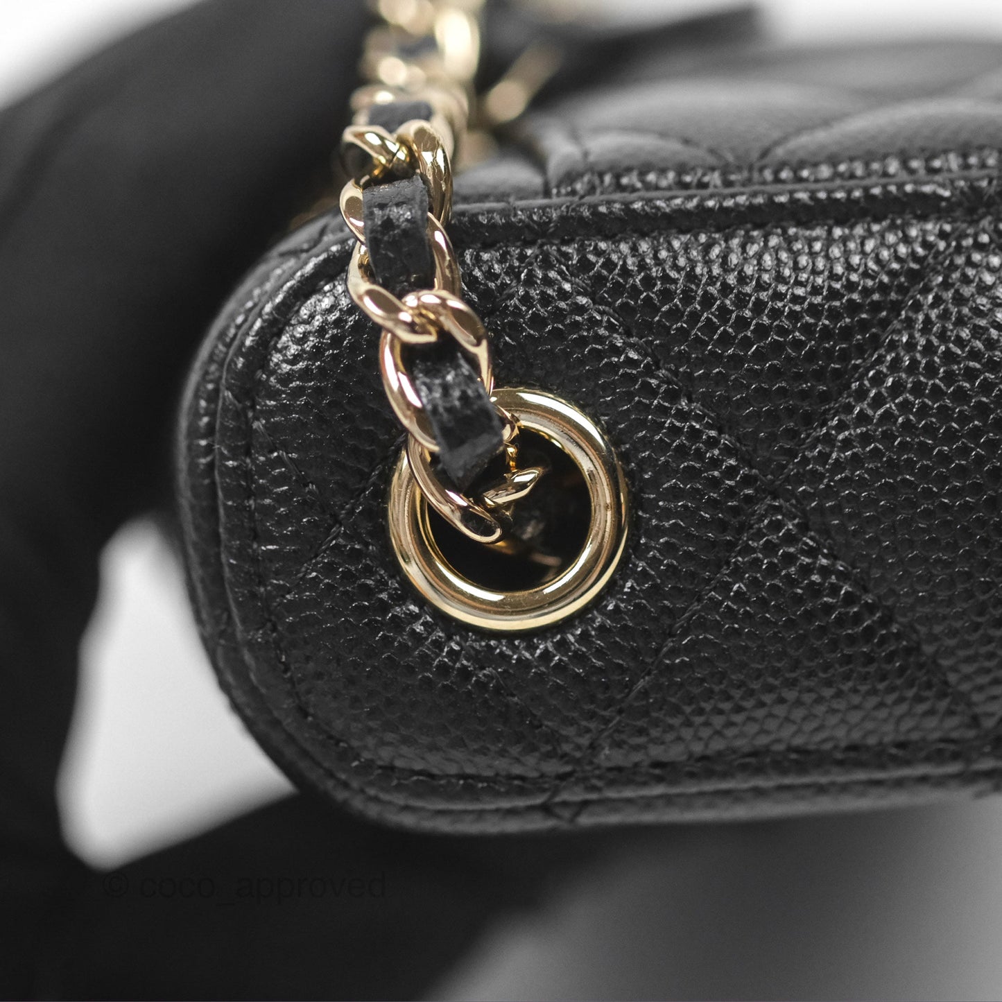 Chanel Vanity Phone Holder With Chain Black Caviar Gold Hardware