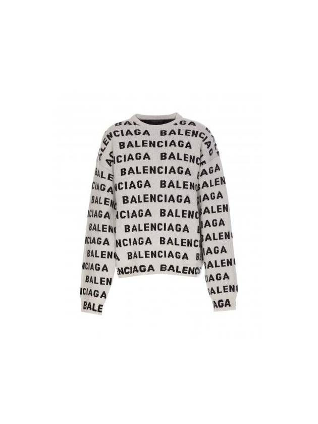 Luxury Balenciaga All-Over Logo Sweatshirt White