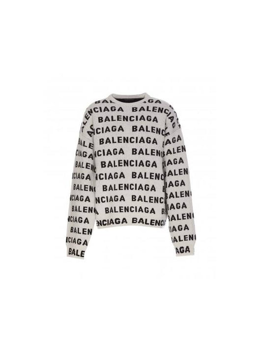 Luxury Balenciaga All-Over Logo Sweatshirt White