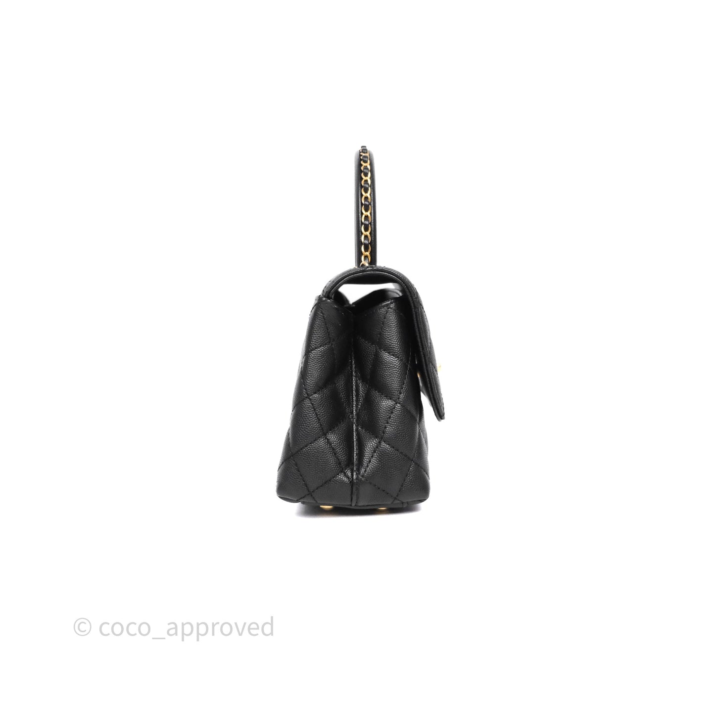 Chanel Small Coco Handle Black Caviar Aged Gold Hardware Braided Handle