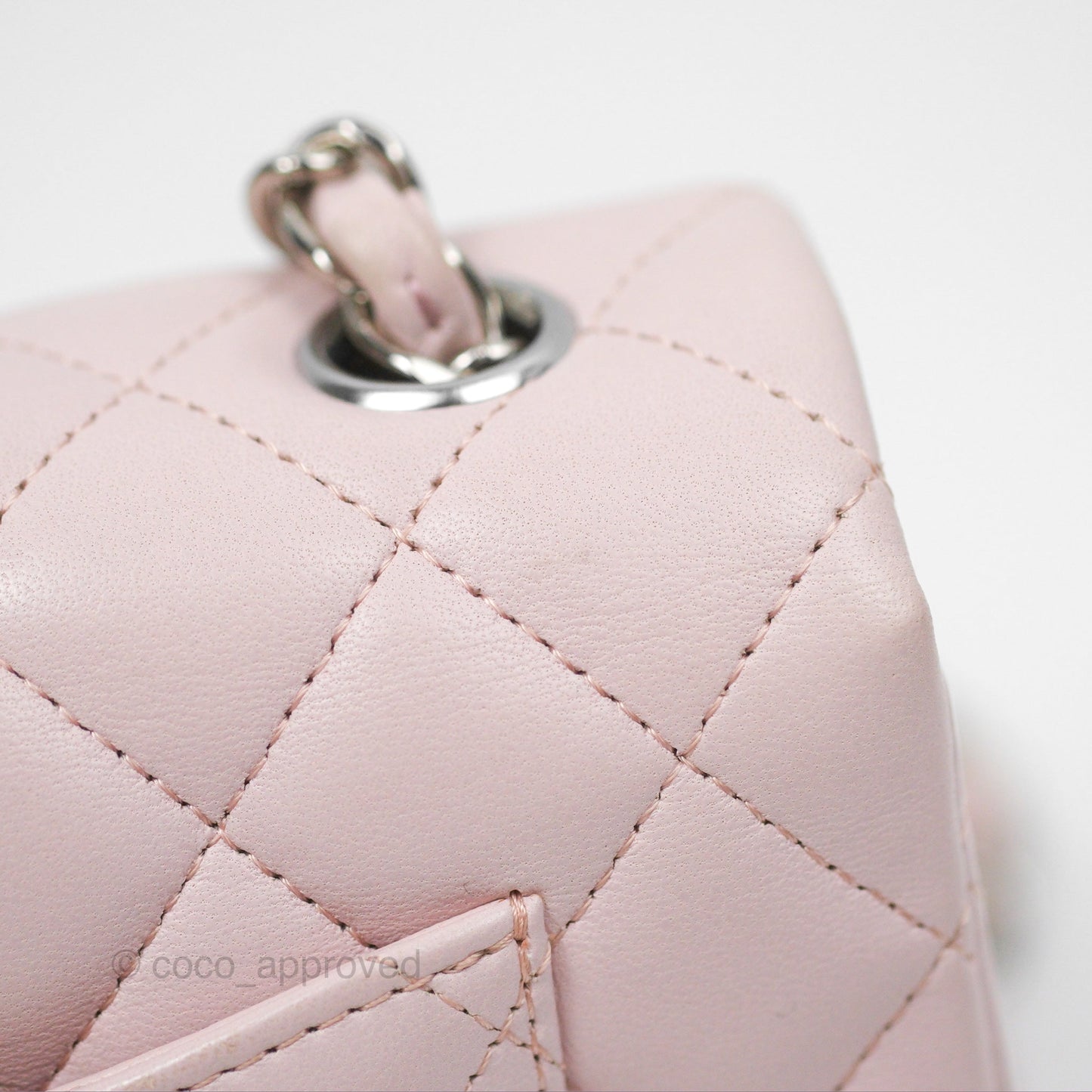 Chanel Quilted Mini Rectangular Light Pink Lambskin Silver Hardware