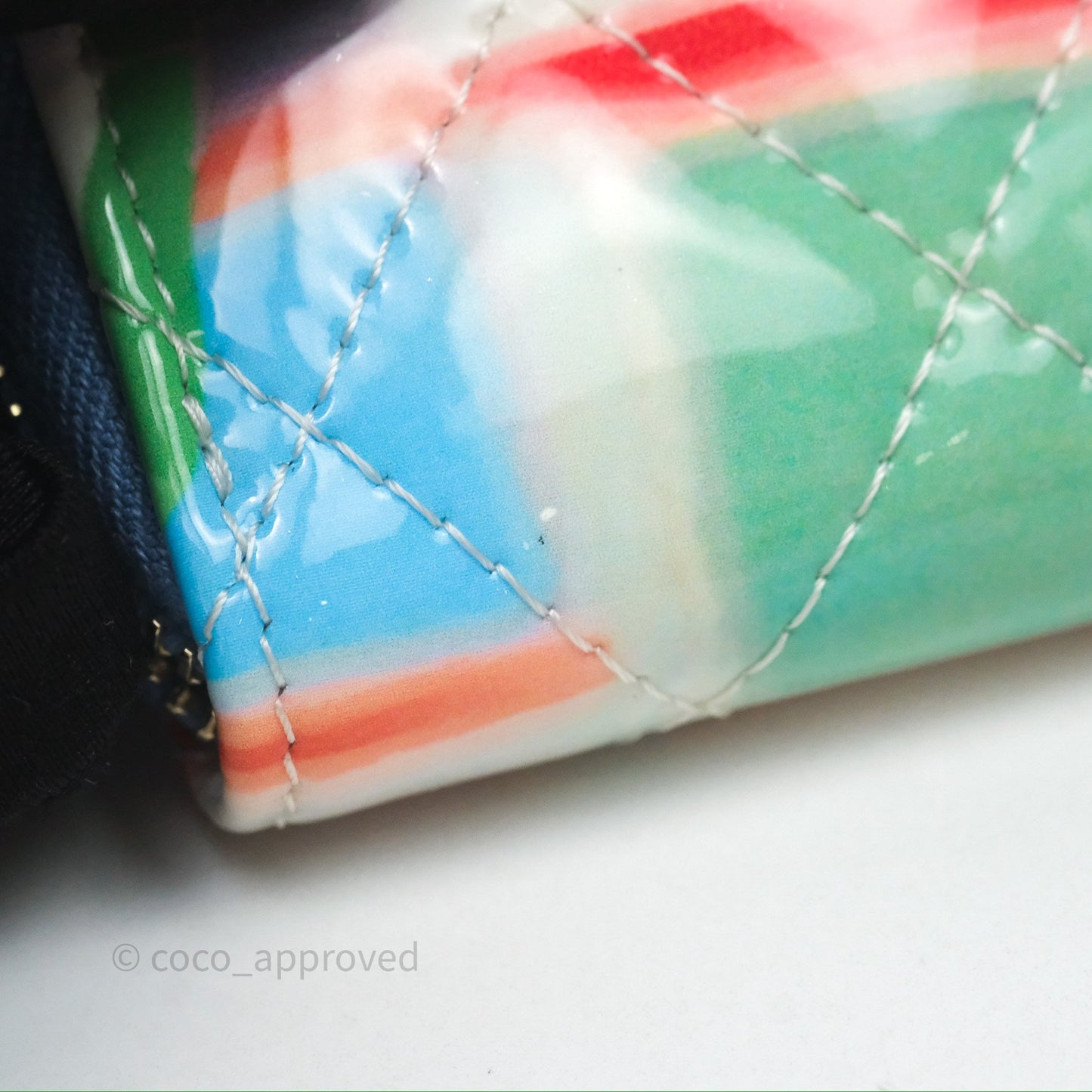 Chanel Printed Quilted Zip Coin Purse Patent Calfskin Multicolor