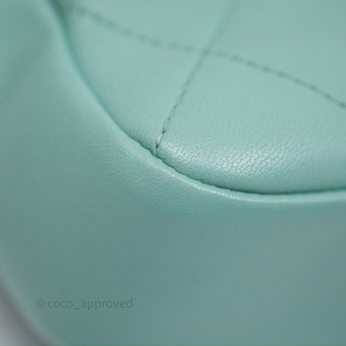 Chanel Quilted Small Circular Handle Bag Mint Green Aged Gold Hardware