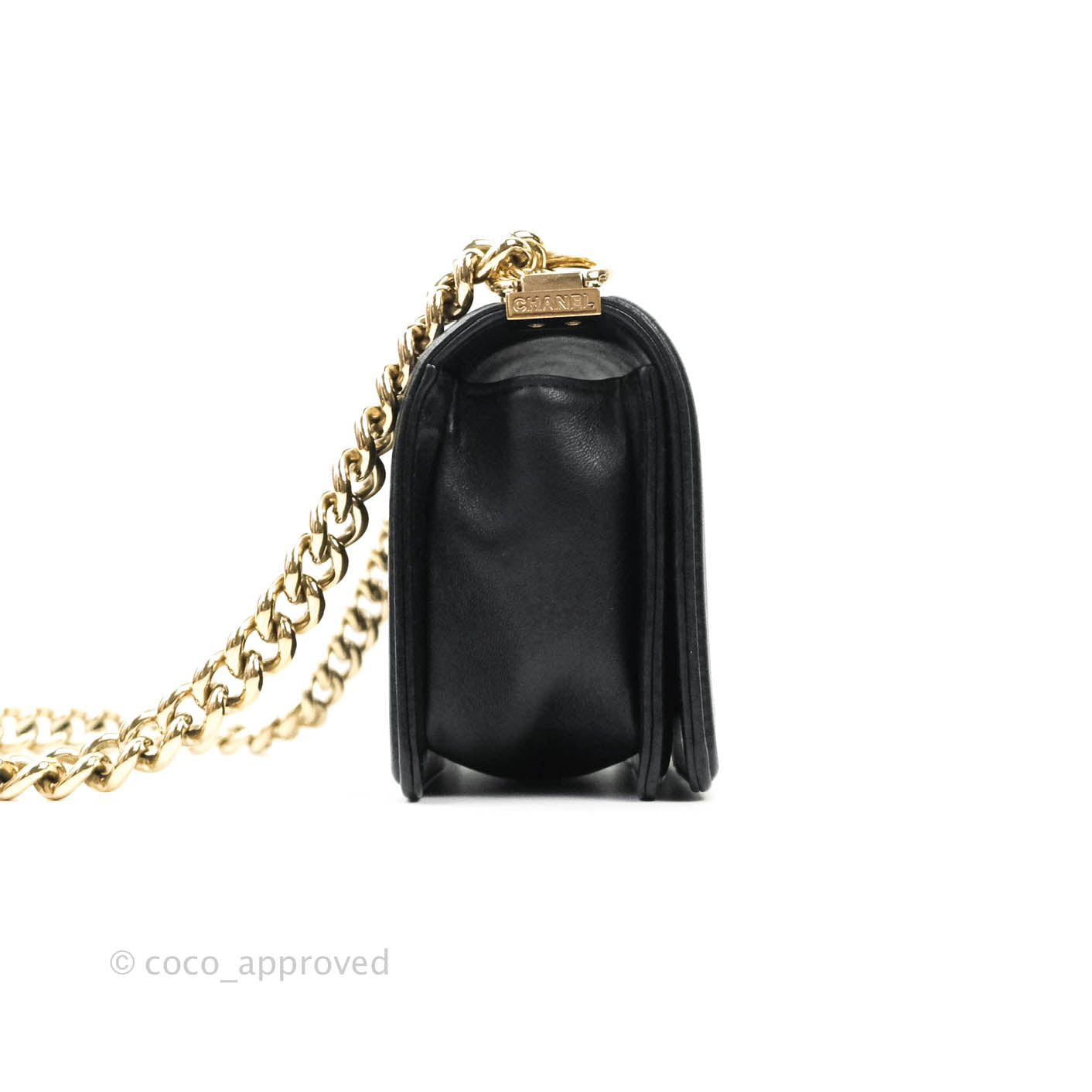 Chanel Small Boy Chevron Black Lambskin Gold Hardware