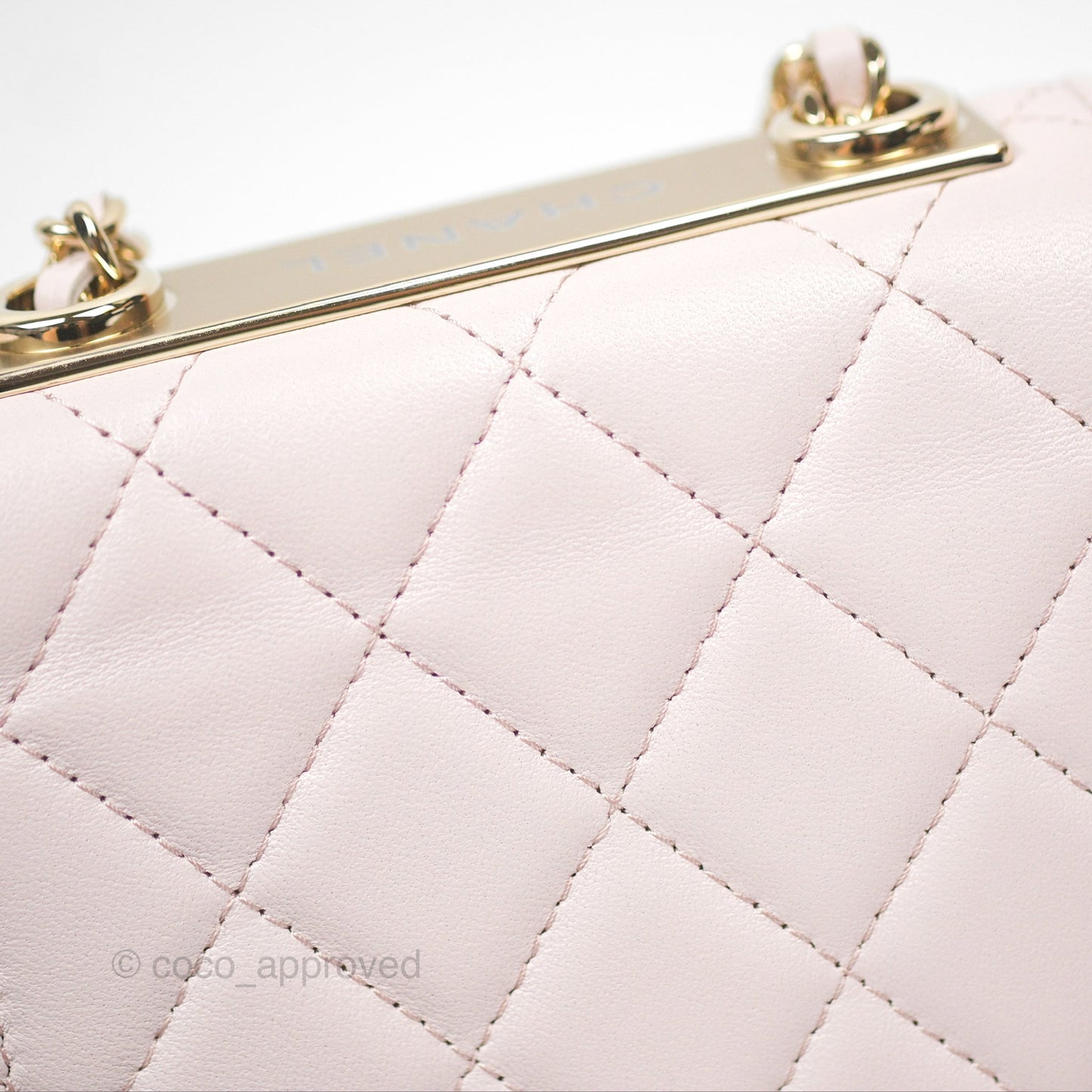 Chanel Mini Quilted Trendy CC Clutch With Chain Light Pink Lambskin Gold Hardware