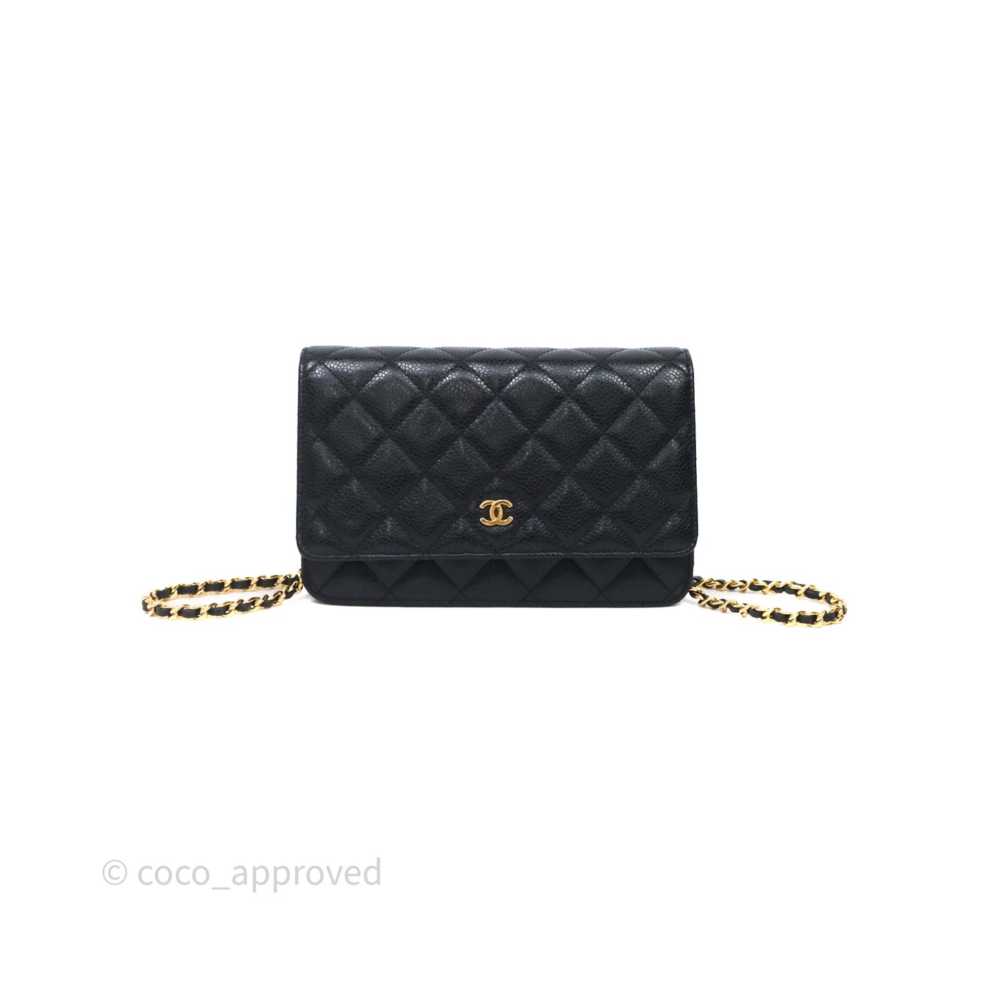 Chanel Quilted WOC Black Caviar Gold Hardware
