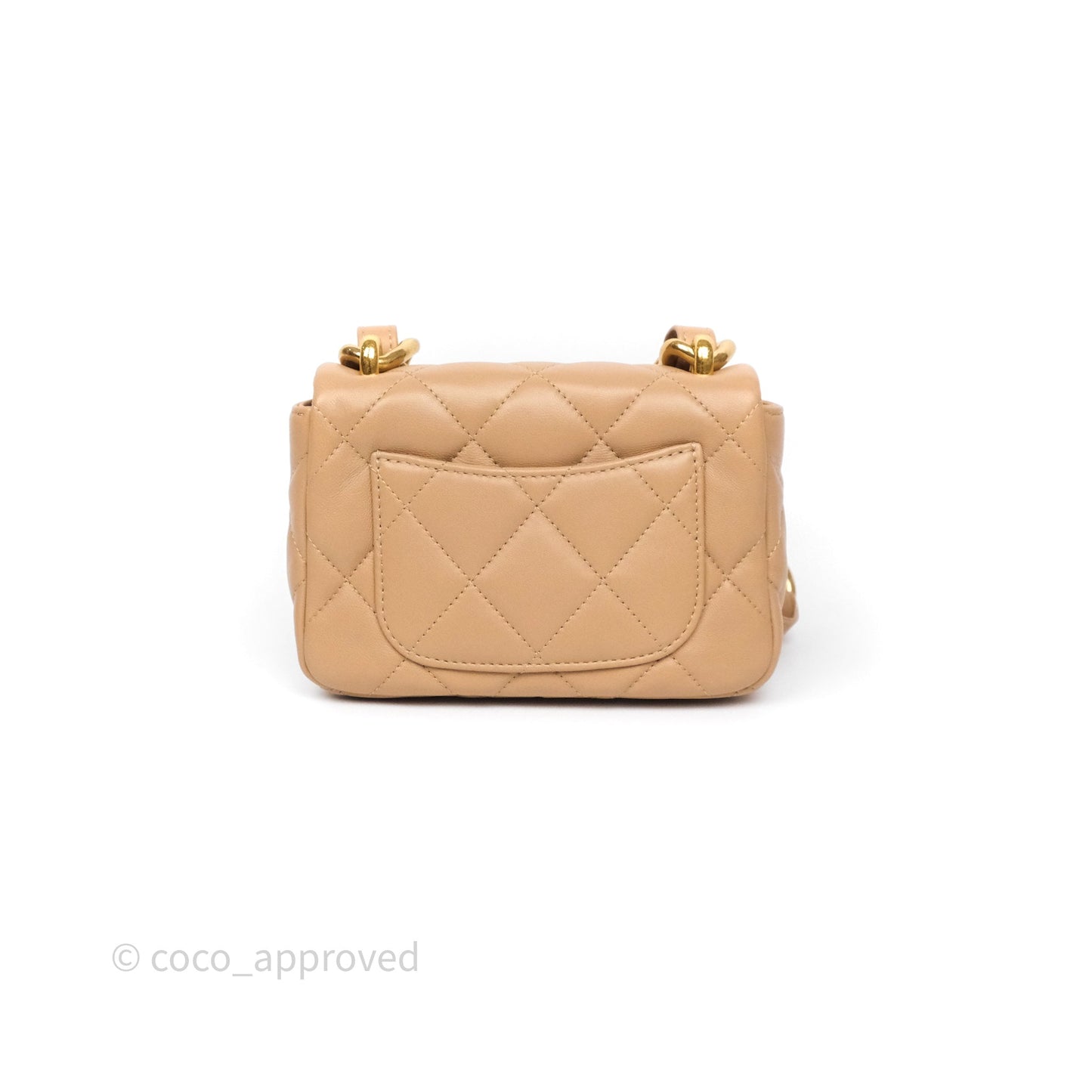 Chanel Mini CC Funky Town Flap Quilted Beige Lambskin Aged Gold Hardware