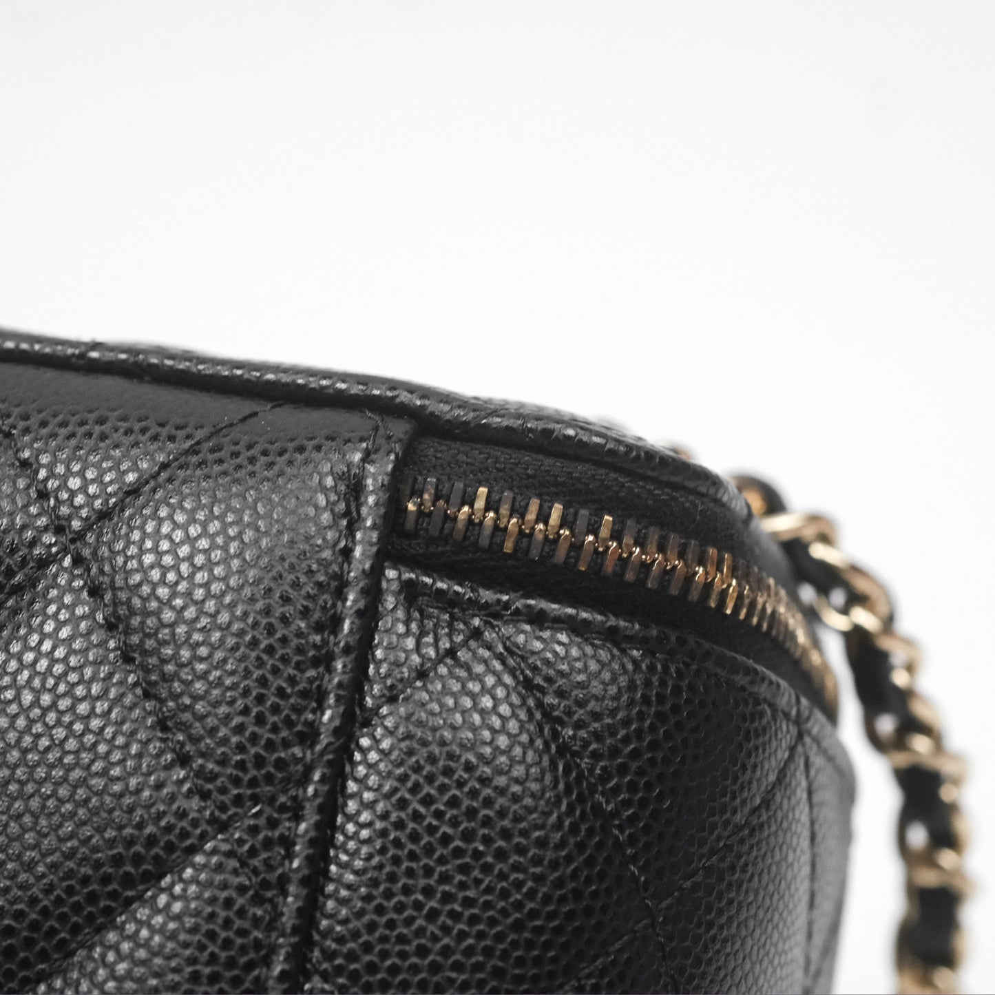 Chanel Vanity Rectangular With Chain Black Caviar Gold Hardware