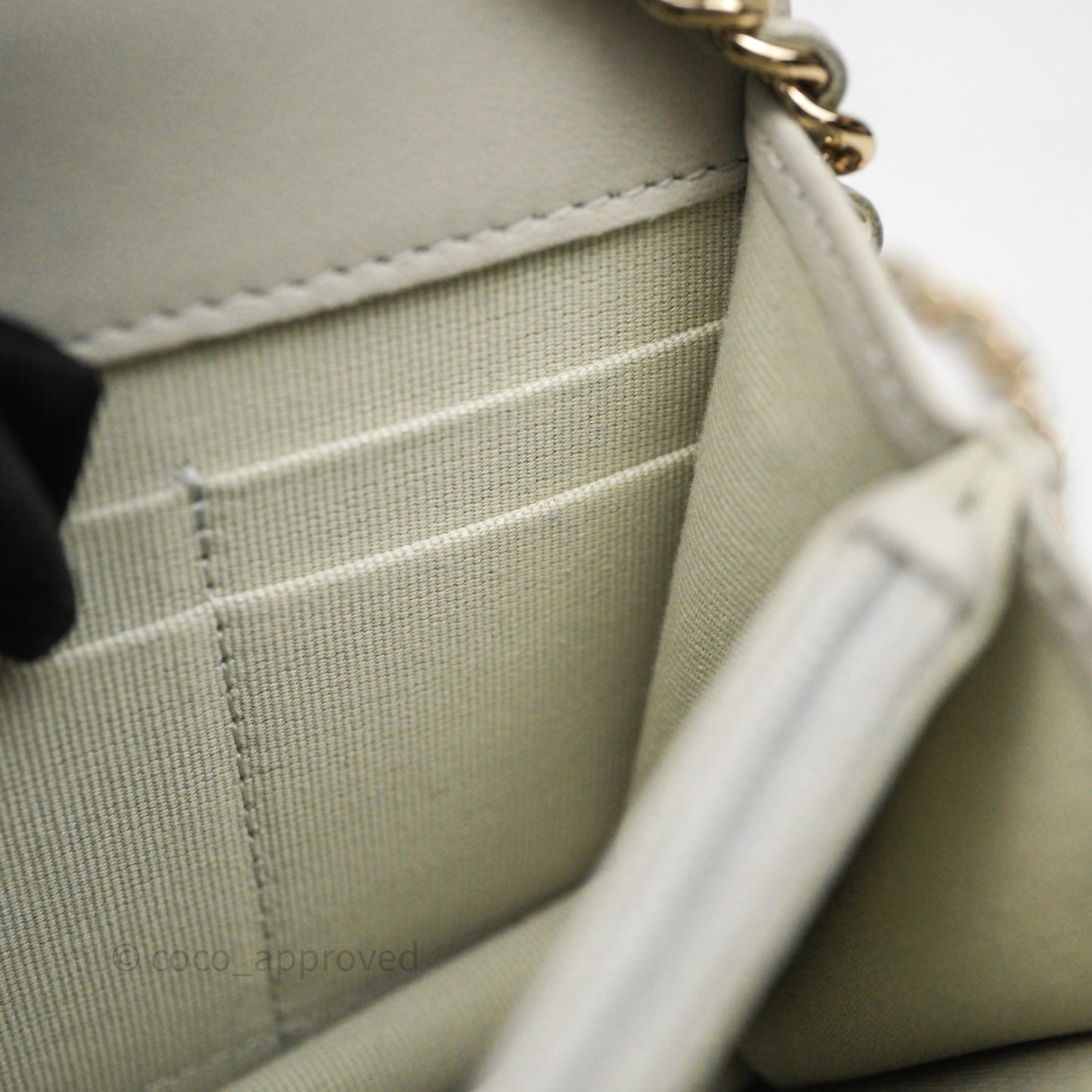 Chanel Trendy CC Wallet On Chain WOC Light Grey Lambskin Gold Hardware N