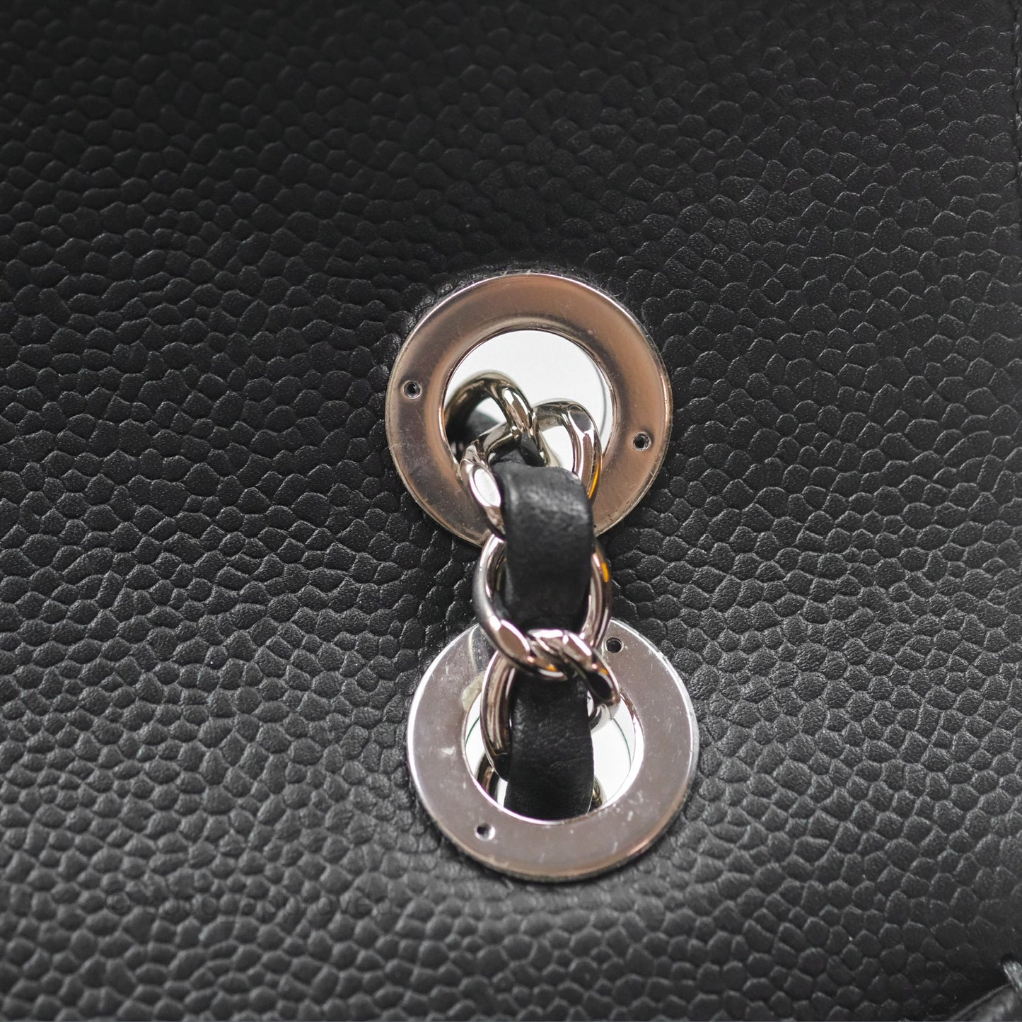 Chanel Chevron Flap Bag Black Caviar Silver Hardware