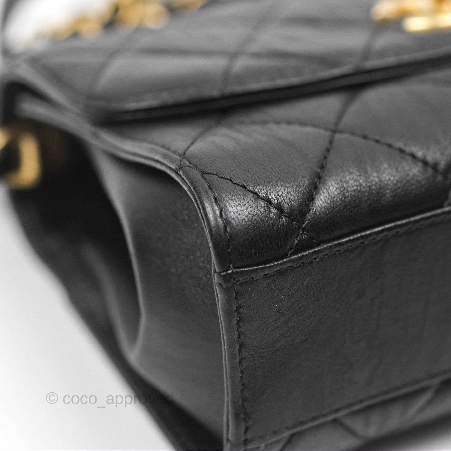 Chanel Mini Wrapped Handle Flap Bag Black Crumpled Lambskin Aged Gold Hardware 21S