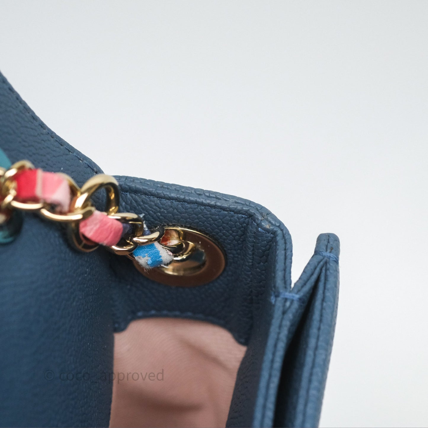 Chanel Medium Cuba Top Handle Flap Bag Blue Caviar Gold Hardware