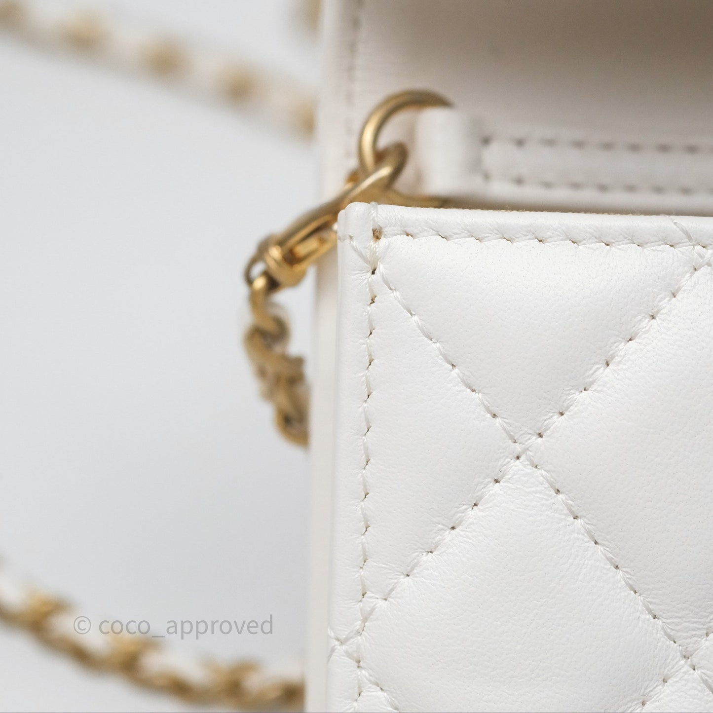 Chanel Mini Pearl Crush Clutch With Chain Belt Bag White Aged Gold Hardware