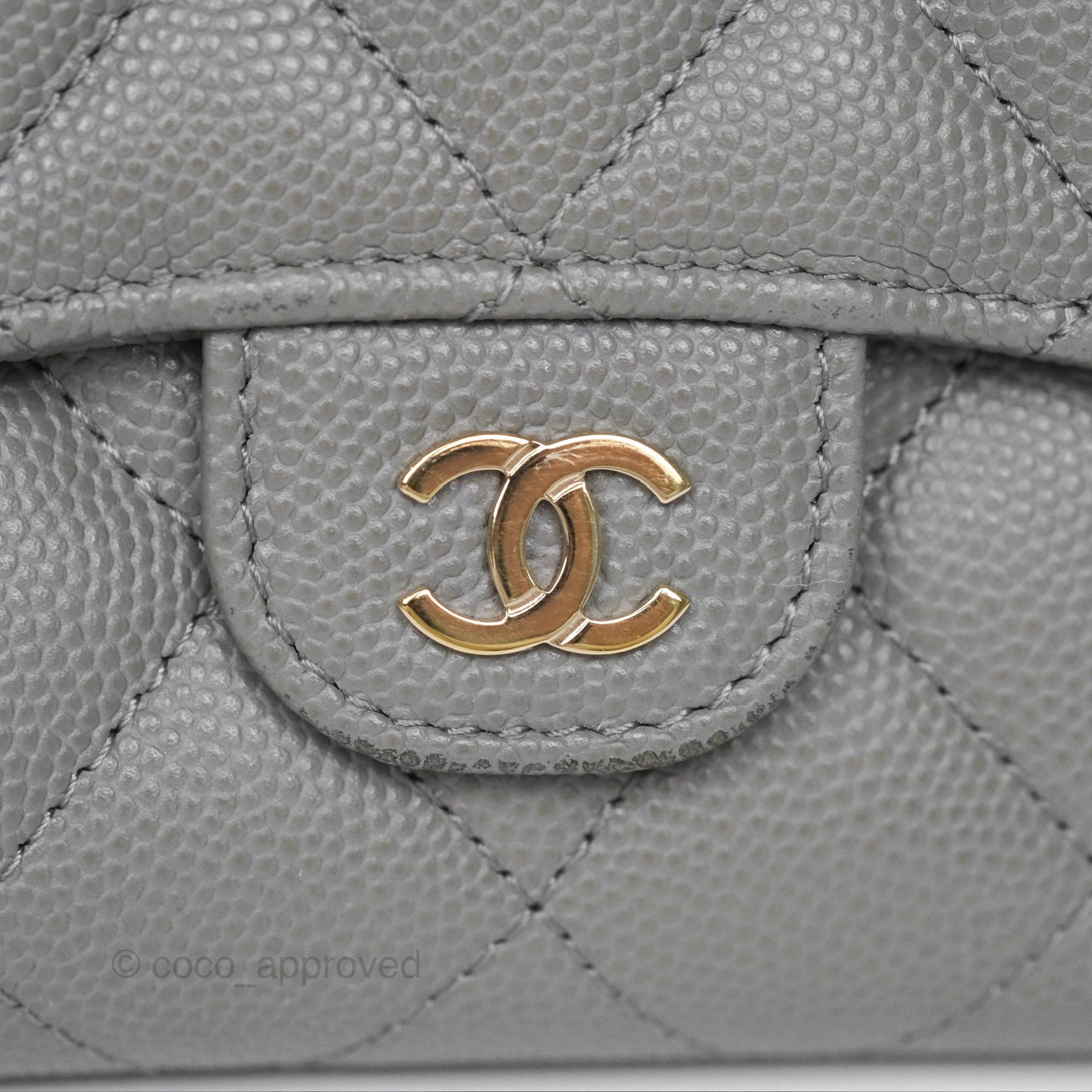 Chanel Classic Short Flap Wallet Grey Caviar Gold Hardware