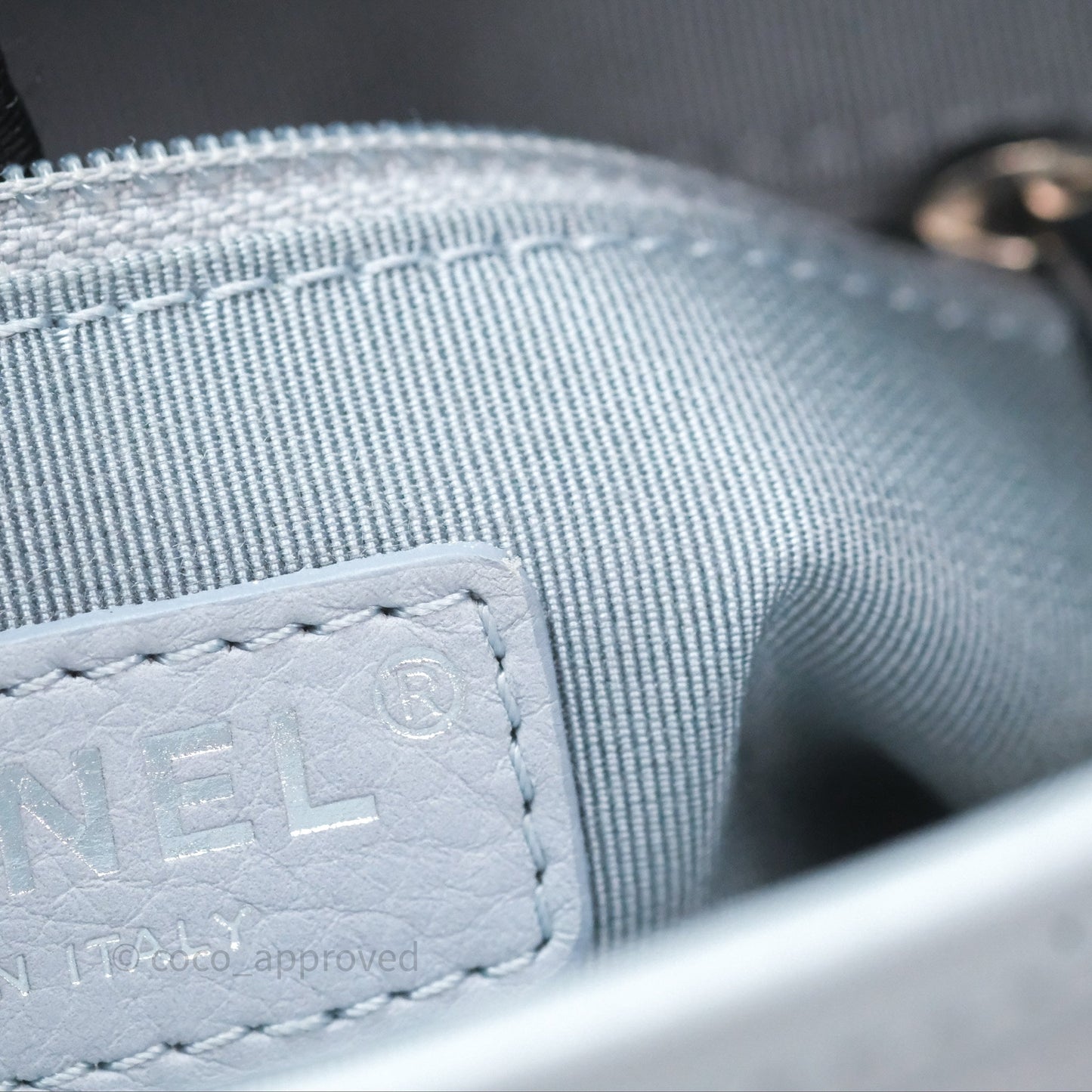 Chanel Small Gabrielle Hobo Quilted Light Blue Aged Calfskin