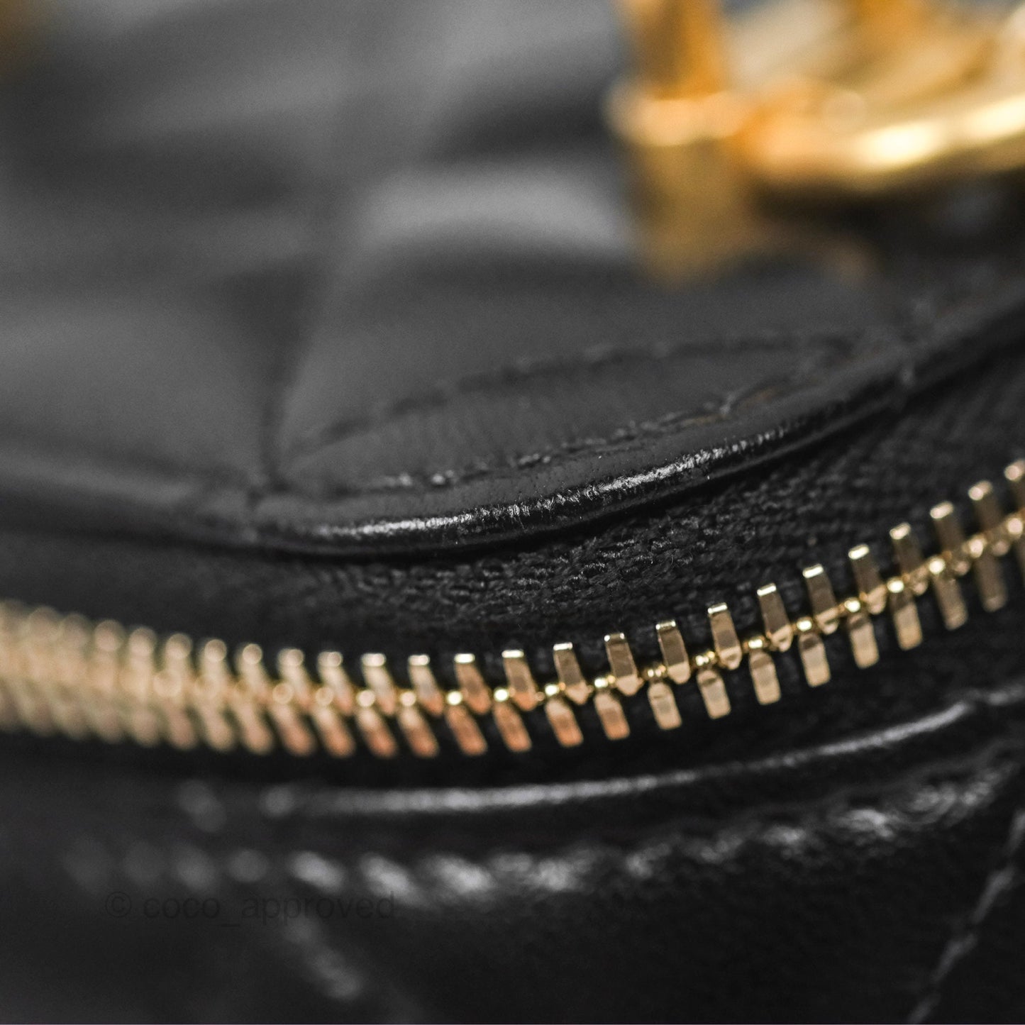 Chanel Mini Top Handle Vanity With Chain Black Lambskin Aged Gold Hardware