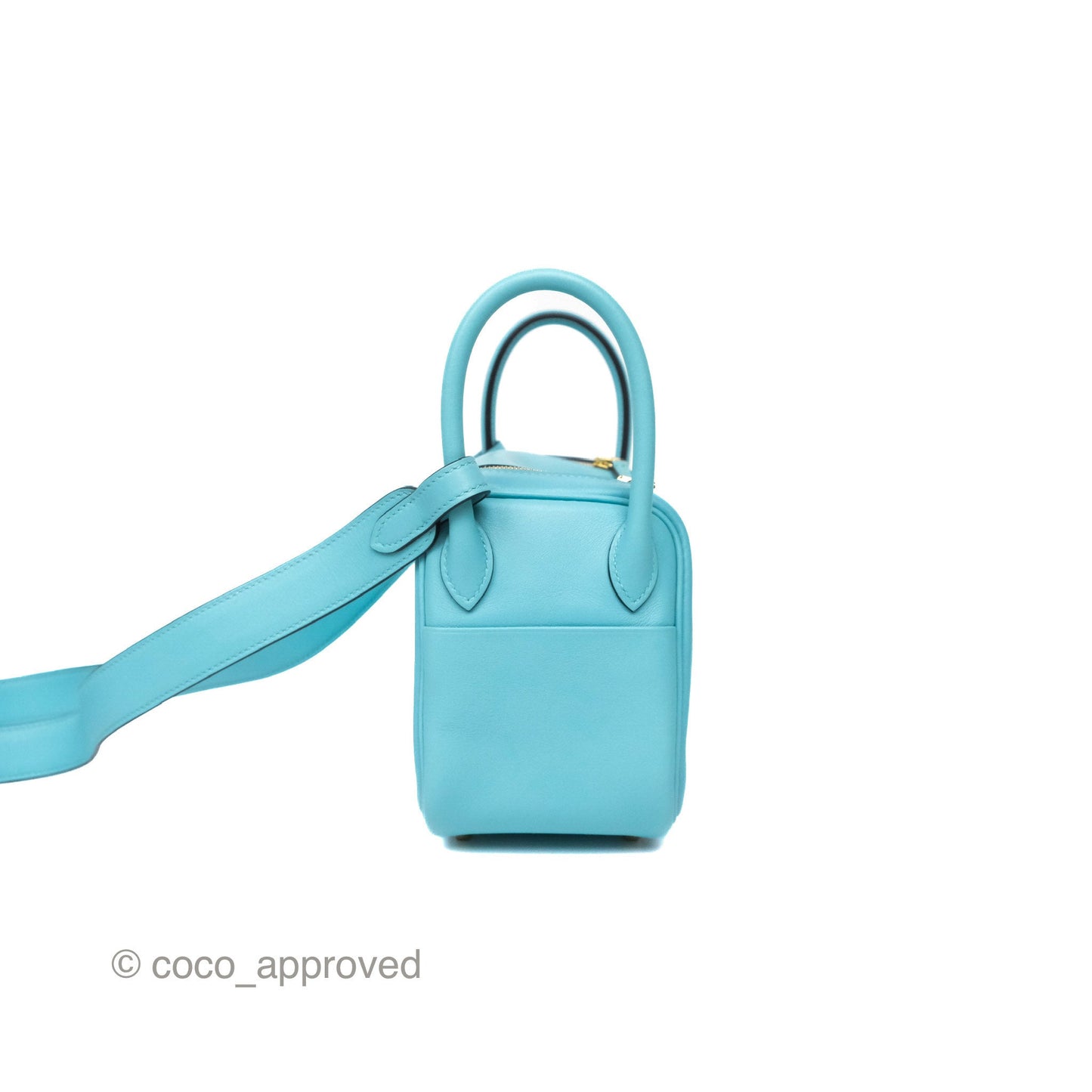 Hermès Mini Lindy 20 Bleu Atoll 3P Swift Gold Hardware