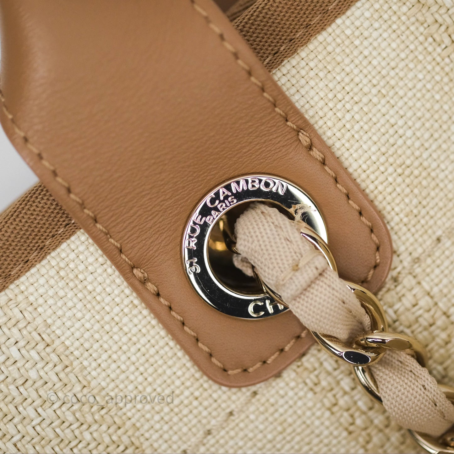 Chanel Large Deauville Beige Brown Tweed Gold Hardware