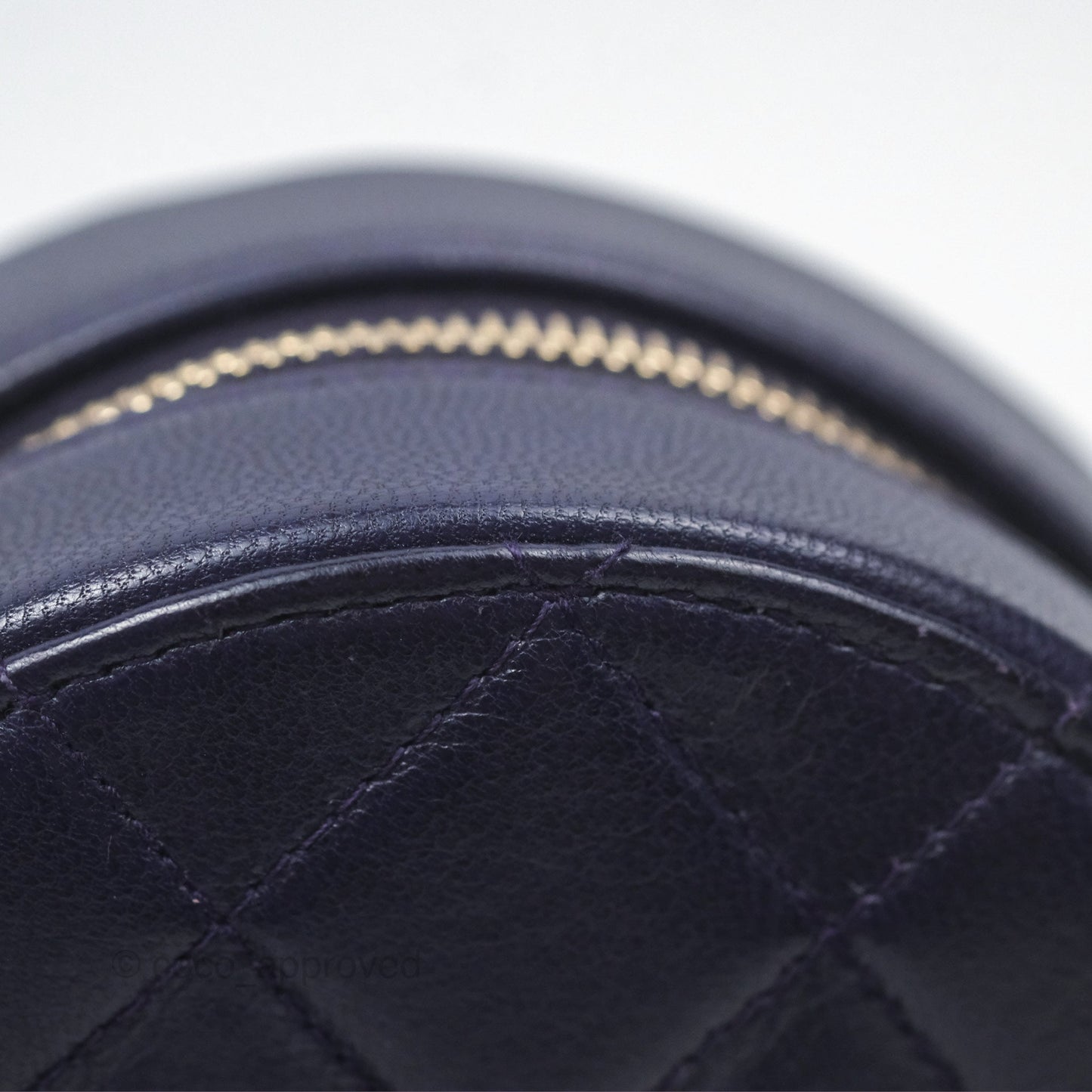Chanel Quilted Round Clutch with Chain Dark Purple Calfskin Gold Hardware