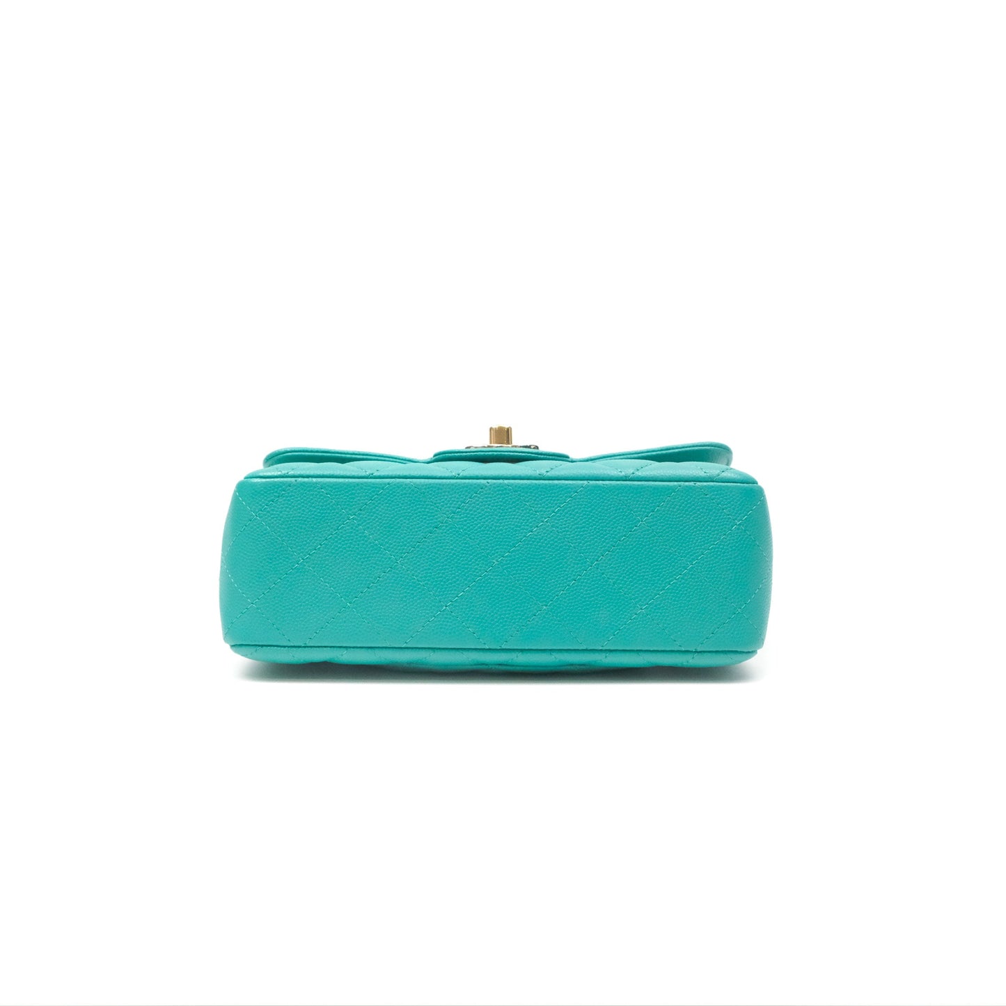 Chanel Mini Rectangular Flap Quilted Turquoise Caviar Gold Hardware