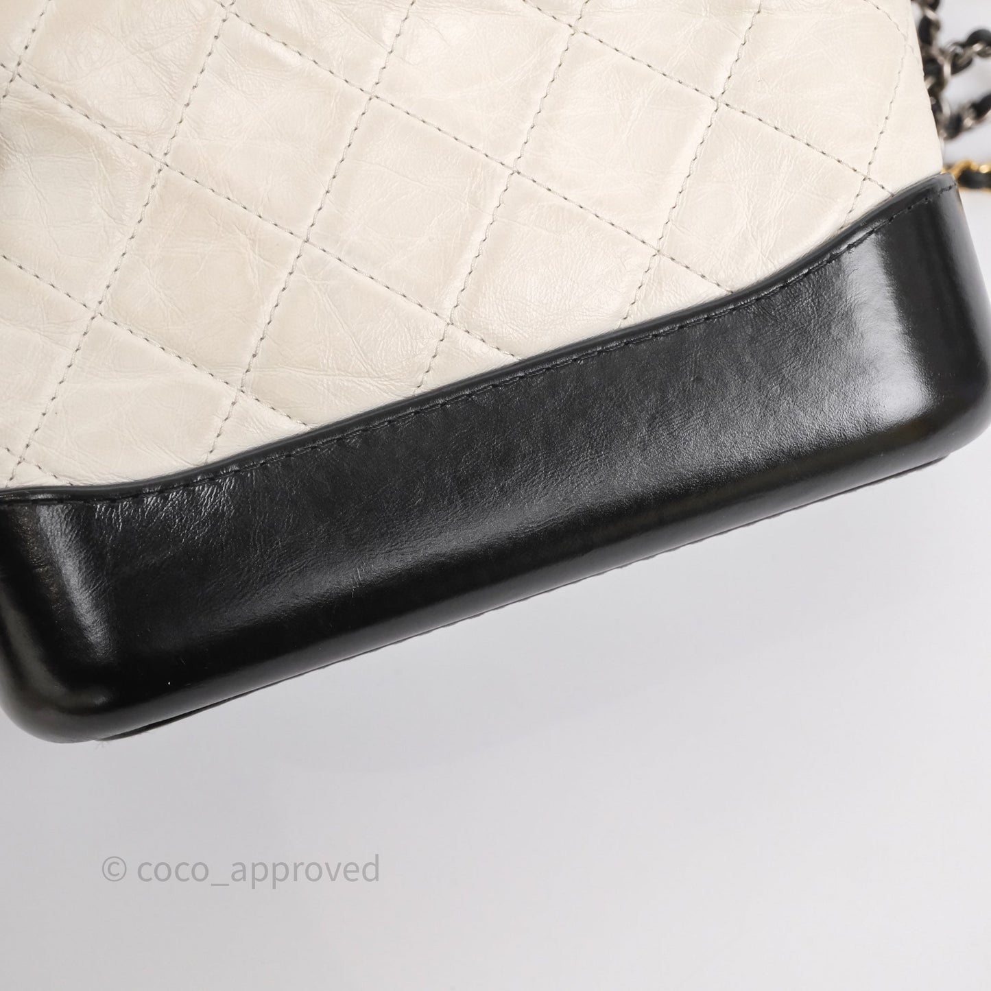 Chanel Small Gabrielle Hobo Quilted Black White Aged Calfskin