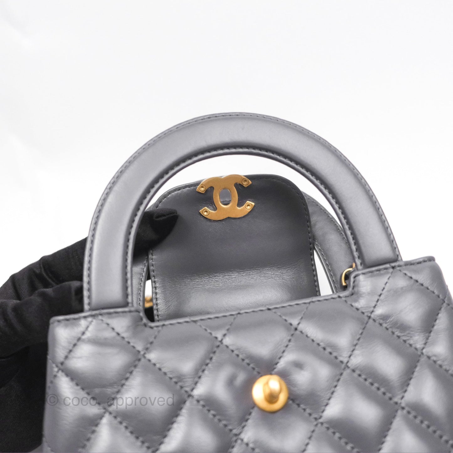 Chanel Kelly Bag Quilted Grey Shiny Calfskin Aged Gold Hardware