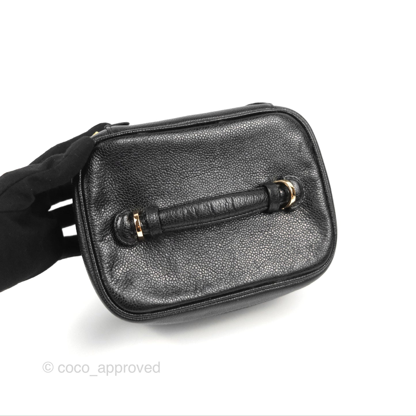 Chanel Vintage Vanity Case Black Caviar Gold Hardware