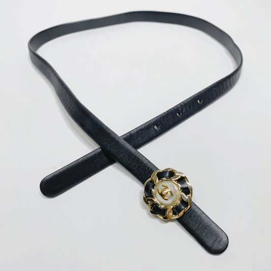 No.4266-Chanel Metal & Pearl Leather Belt